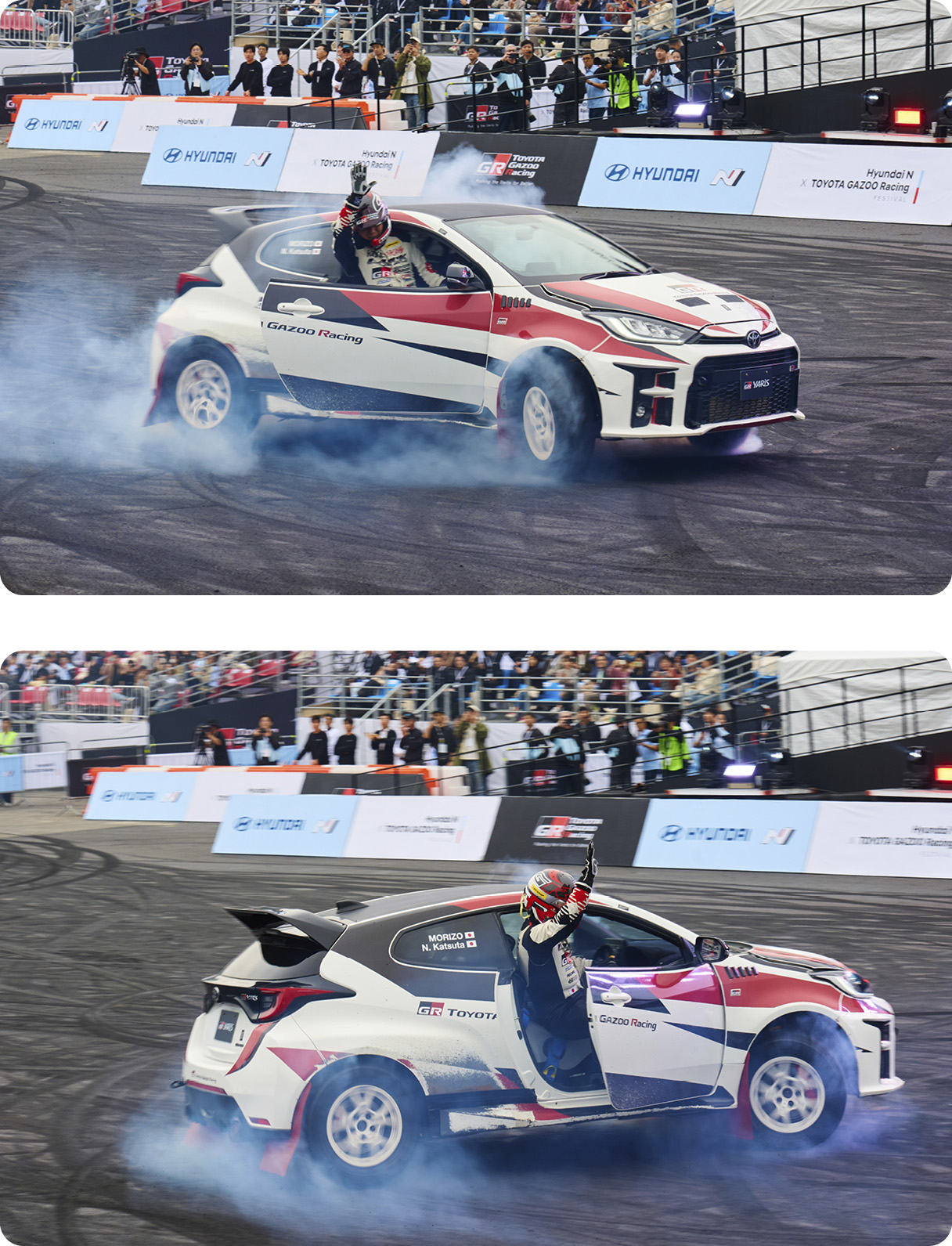 카츠타 노리히코의 드리프트 퍼포먼스 장면