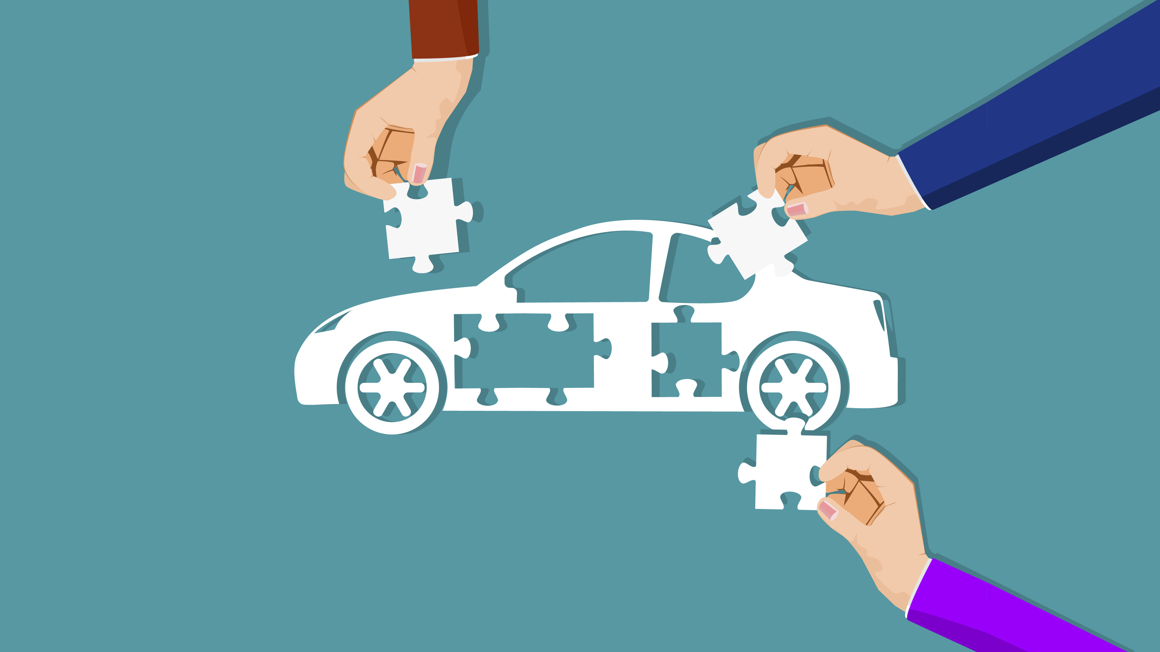 자동차 퍼즐을 맞추는 모습