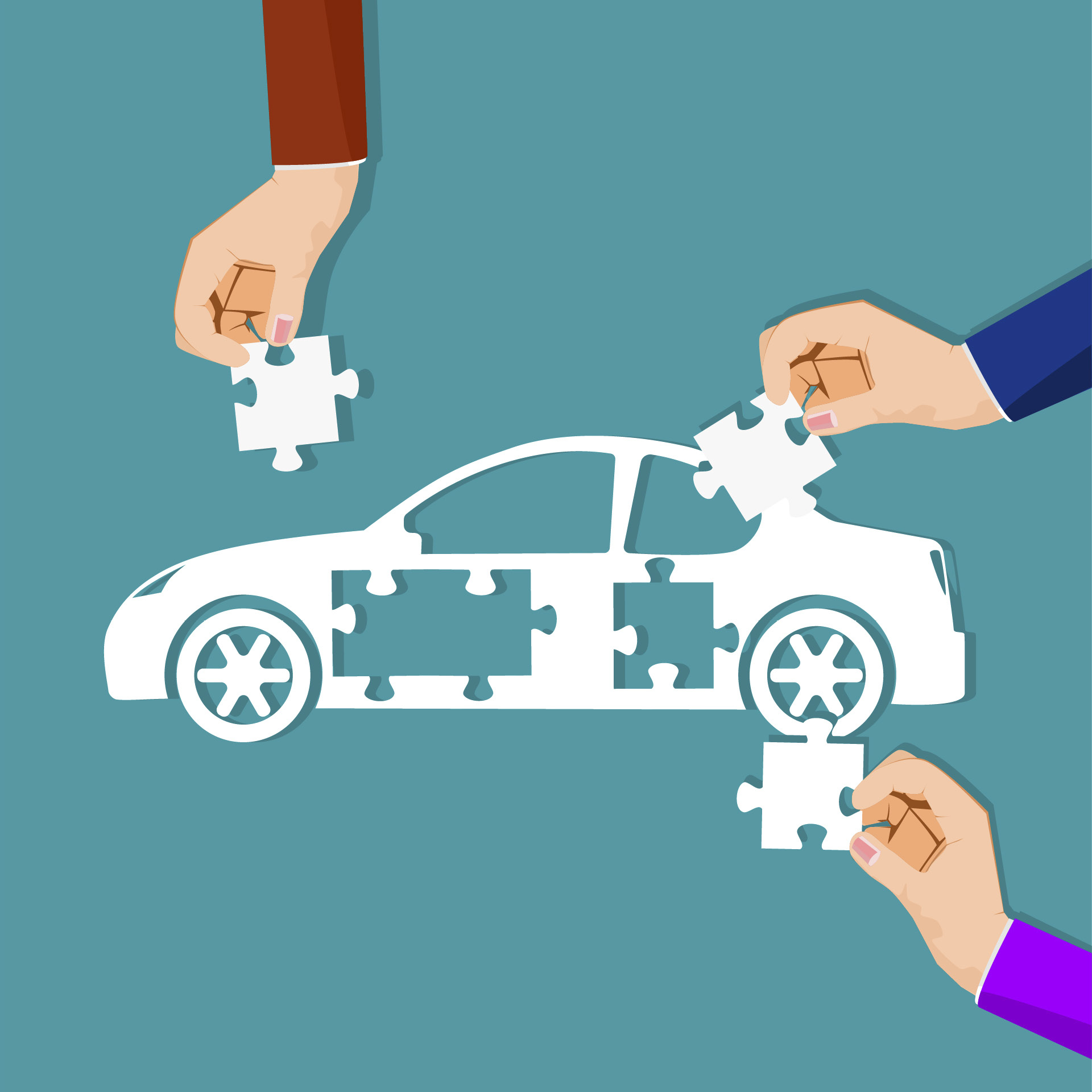 자동차 퍼즐을 맞추는 모습