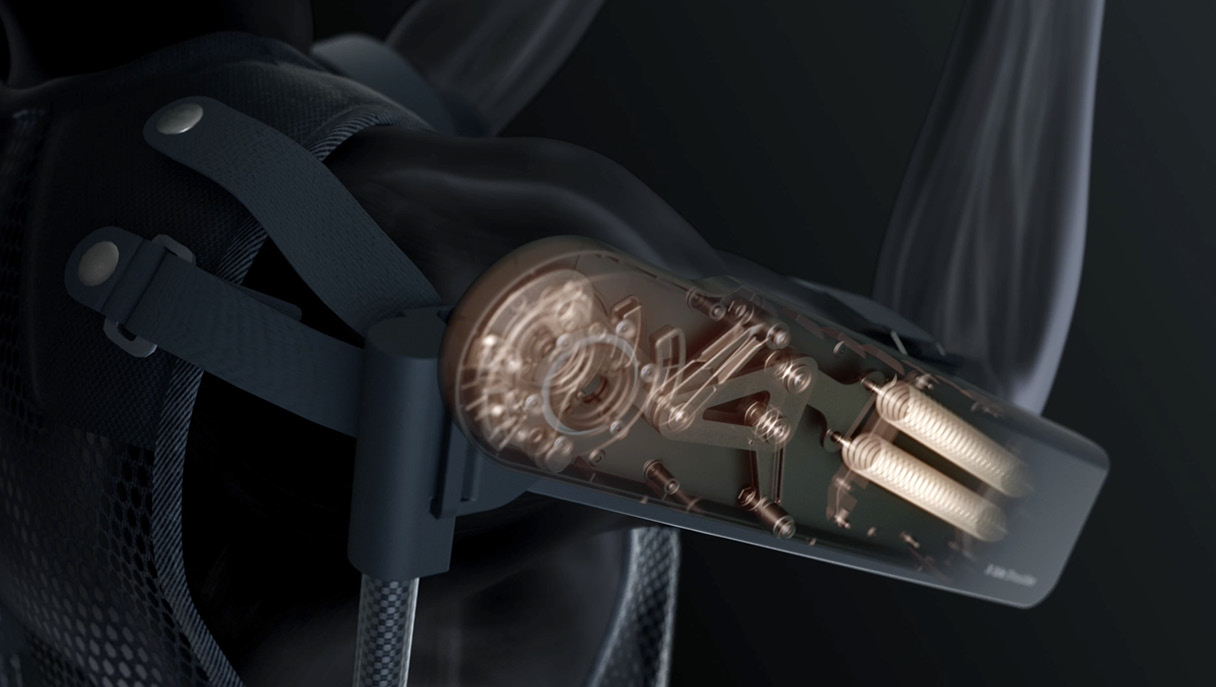 근력 보상 모듈 내부의 무동력 구조를 보여주는 모습