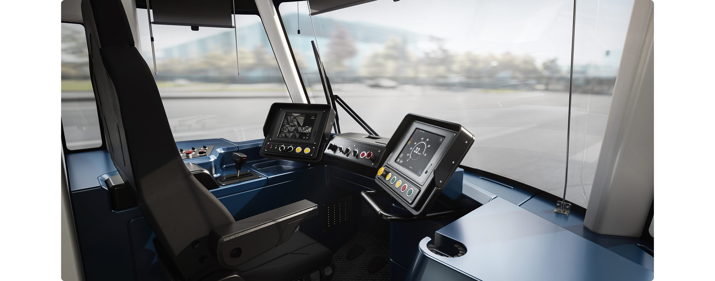 현대로템 수소전기트램의 조작 공간