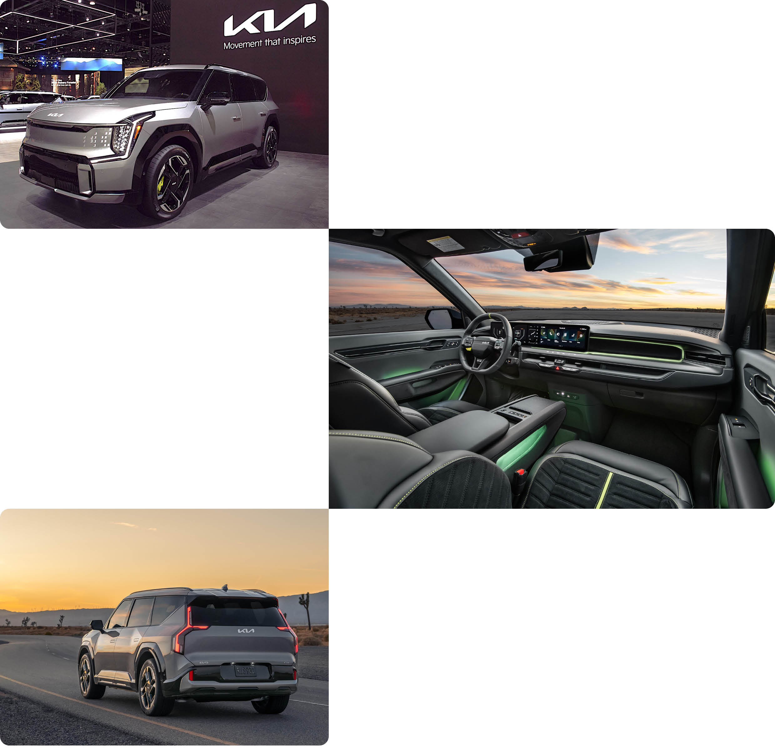 The exterior and interior of the EV9 GT
