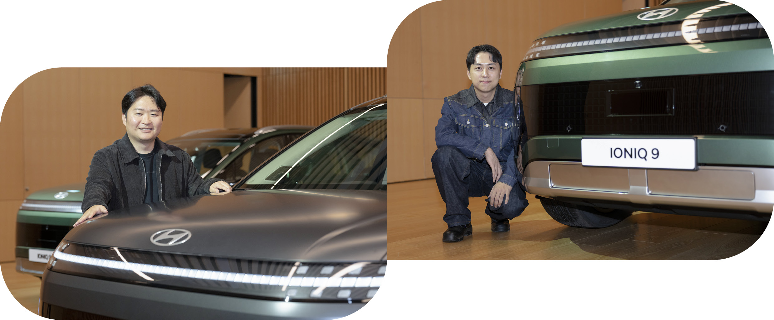 현대자동차 아이오닉 9의 외장 디자인을 담당한 디자이너들의 모습