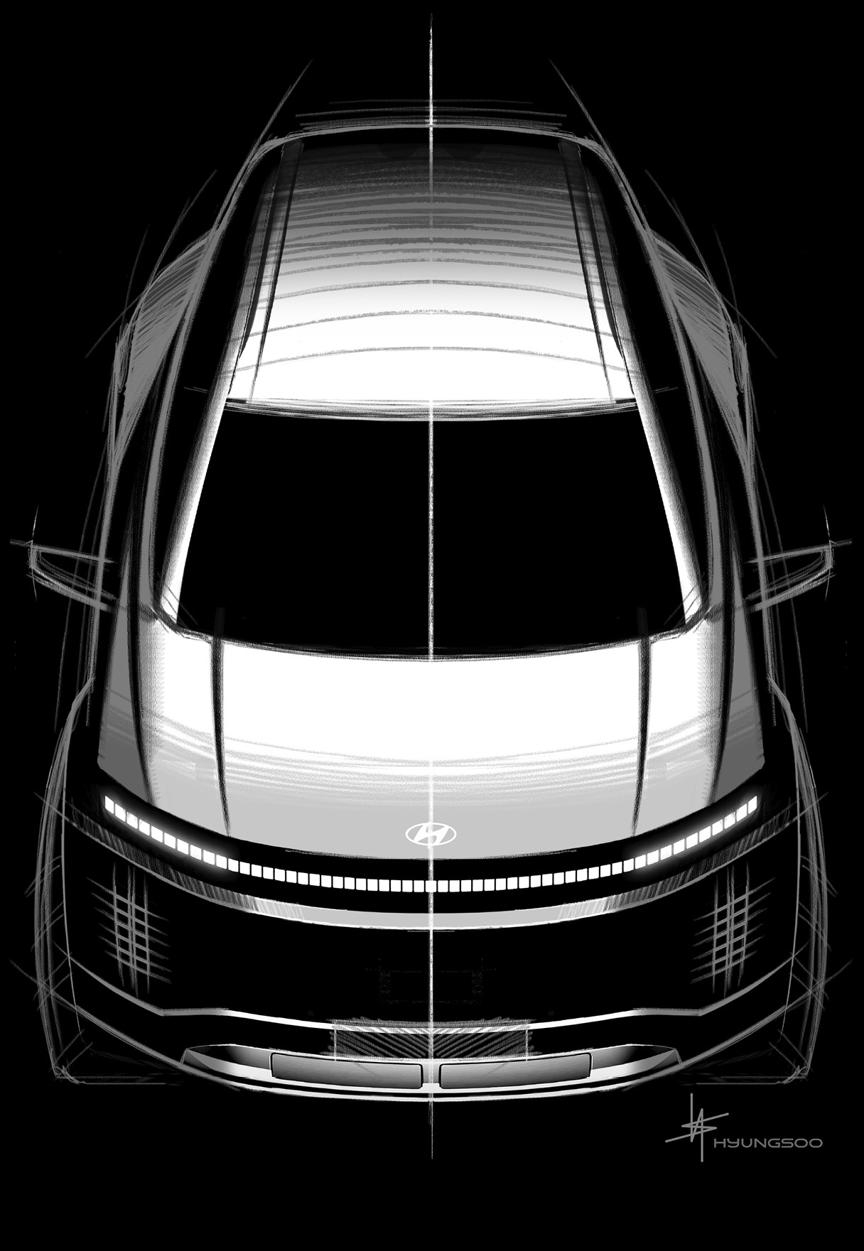 현대자동차 아이오닉 9의 디자인 스케치