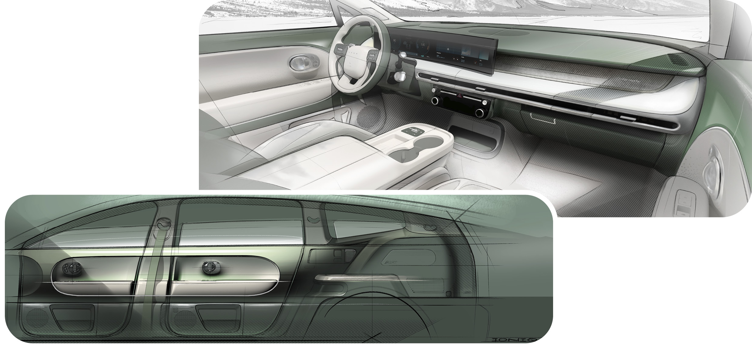 IONIQ 9 Interior Sketch