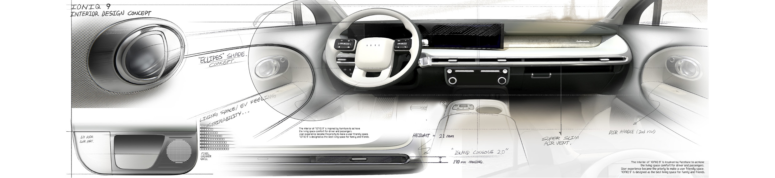 IONIQ 9 Interior Sketch