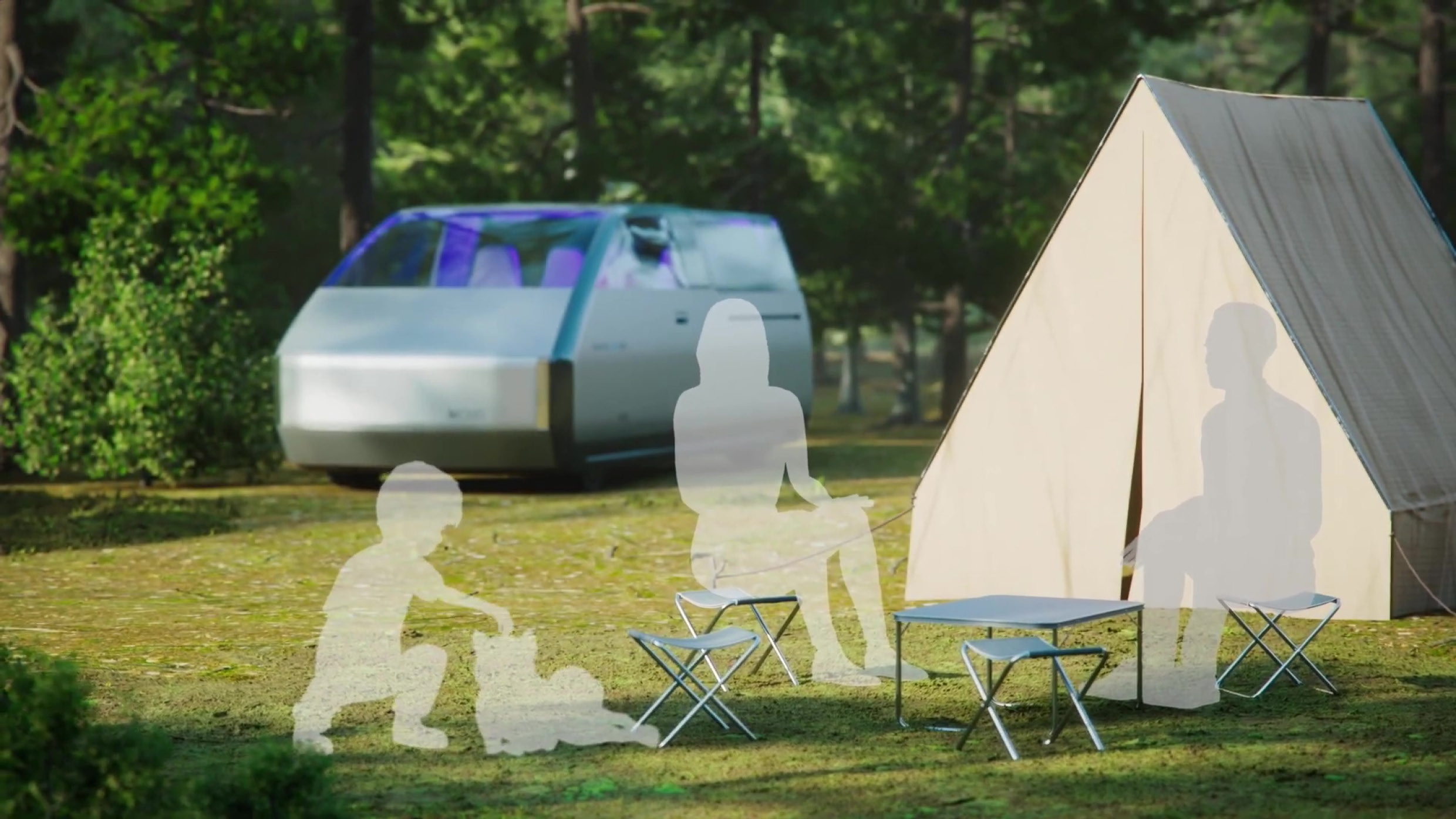 휴먼 센트릭 조명 기술 콘셉트 차량이 서 있는 모습