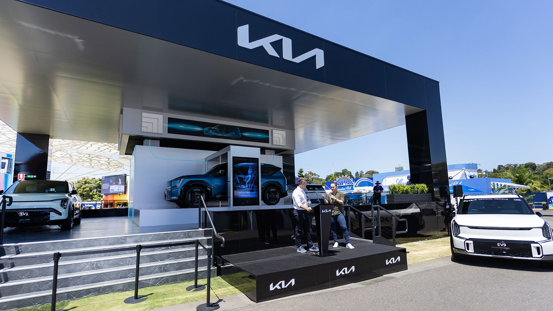 호주 오픈 행사장 기아 전시 부스 사진