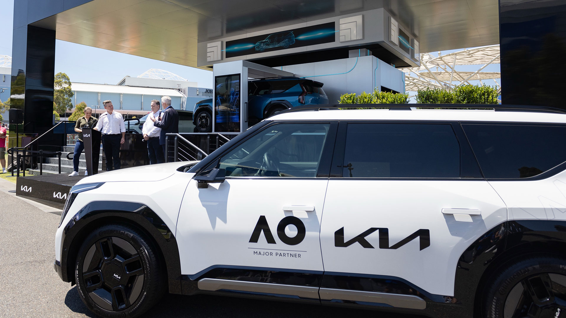 호주 오픈 행사장 기아 전시 부스 사진