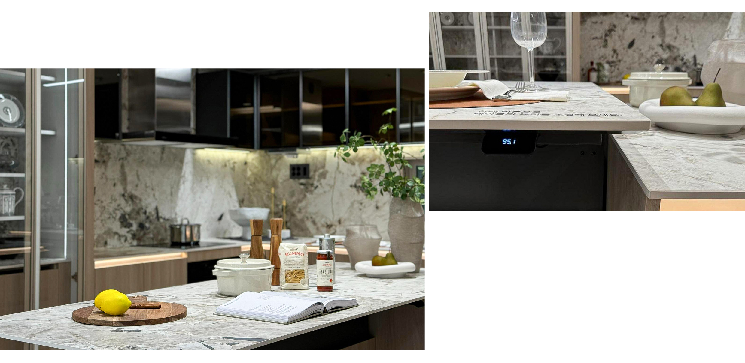 키친라운지&업앤다운 테이블의 적용 예시를 보여주는 사진