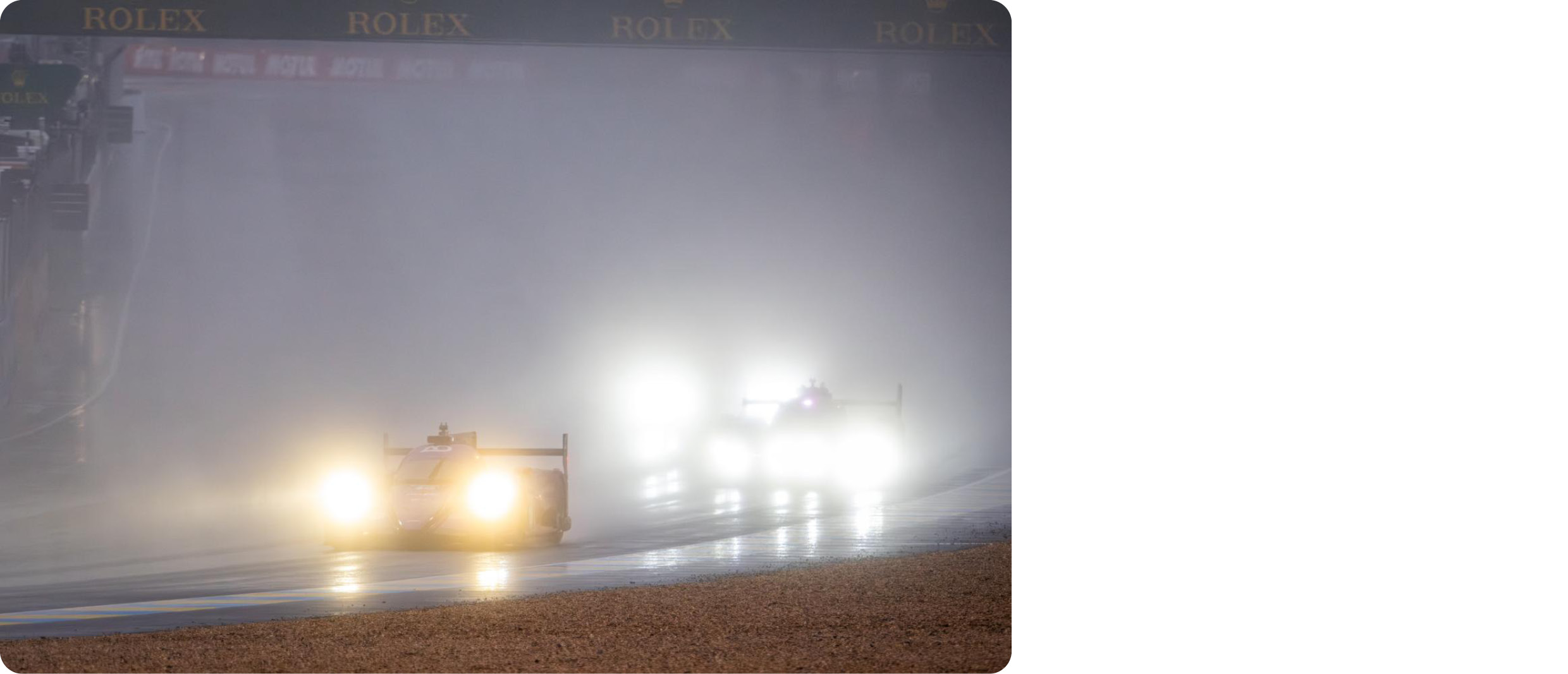 르망 24시간 경기 중 악천후 주행 모습