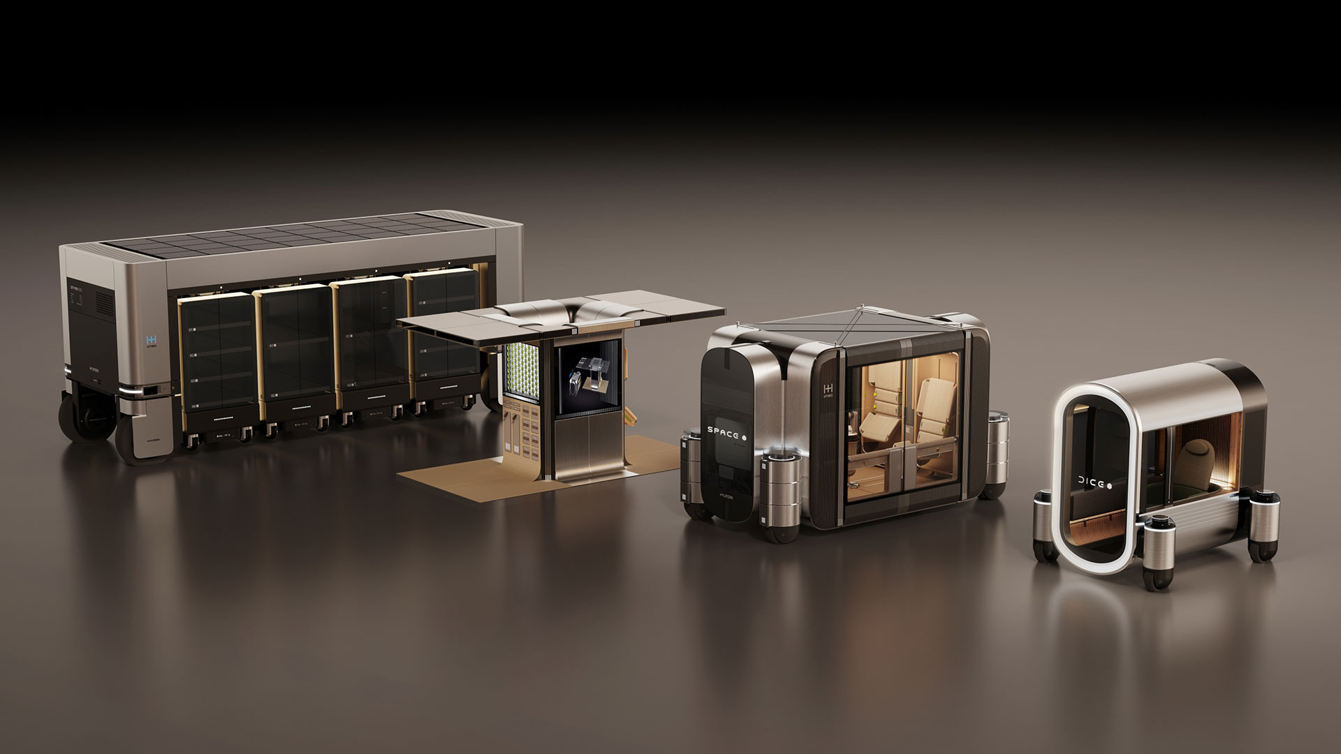 2024 굿디자인 어워드 수상작 CITY POD, SPACE로 만든 휴게공간, SPACE, DICE (좌측부터)