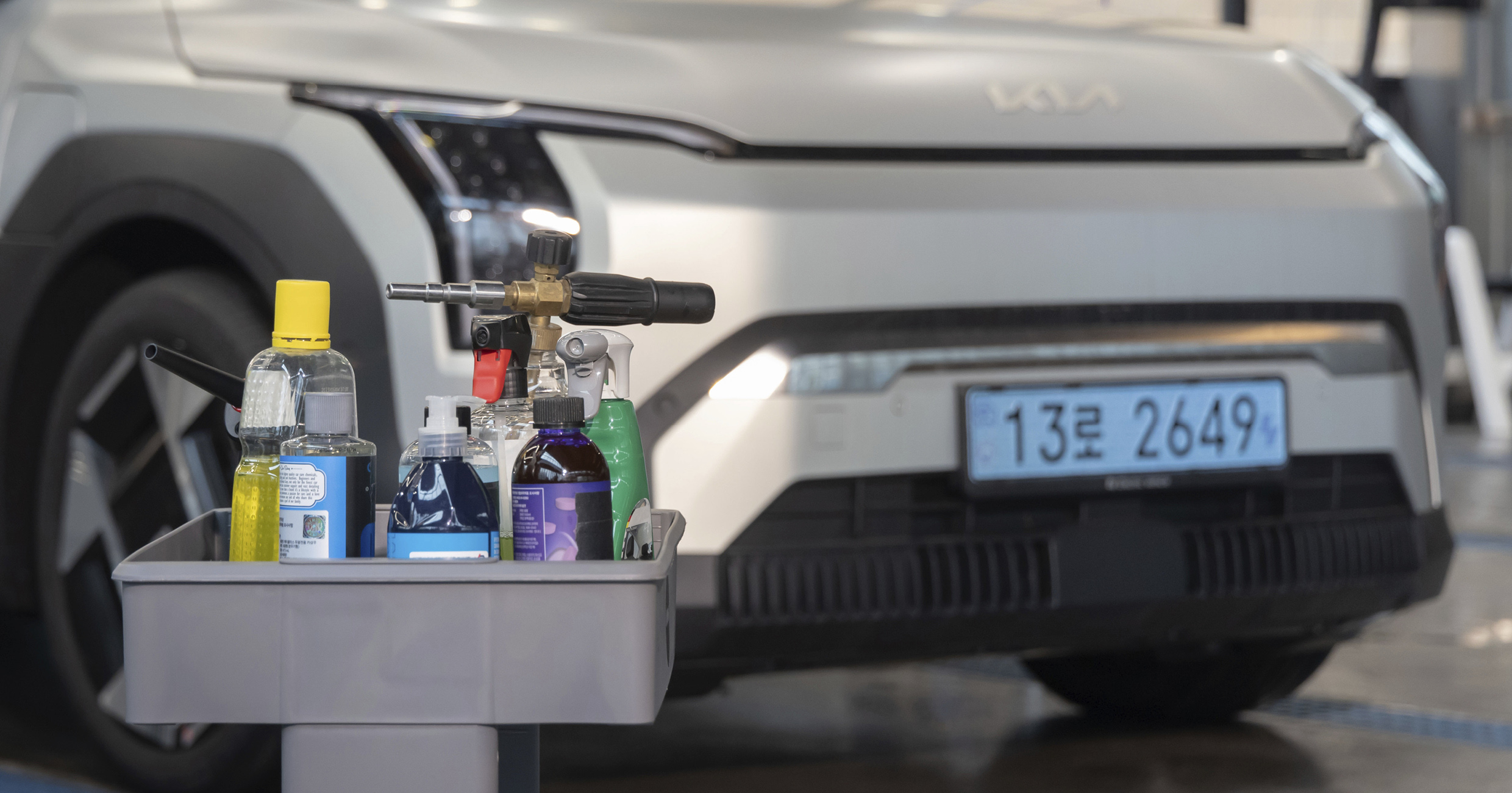 a car wash tool with a car