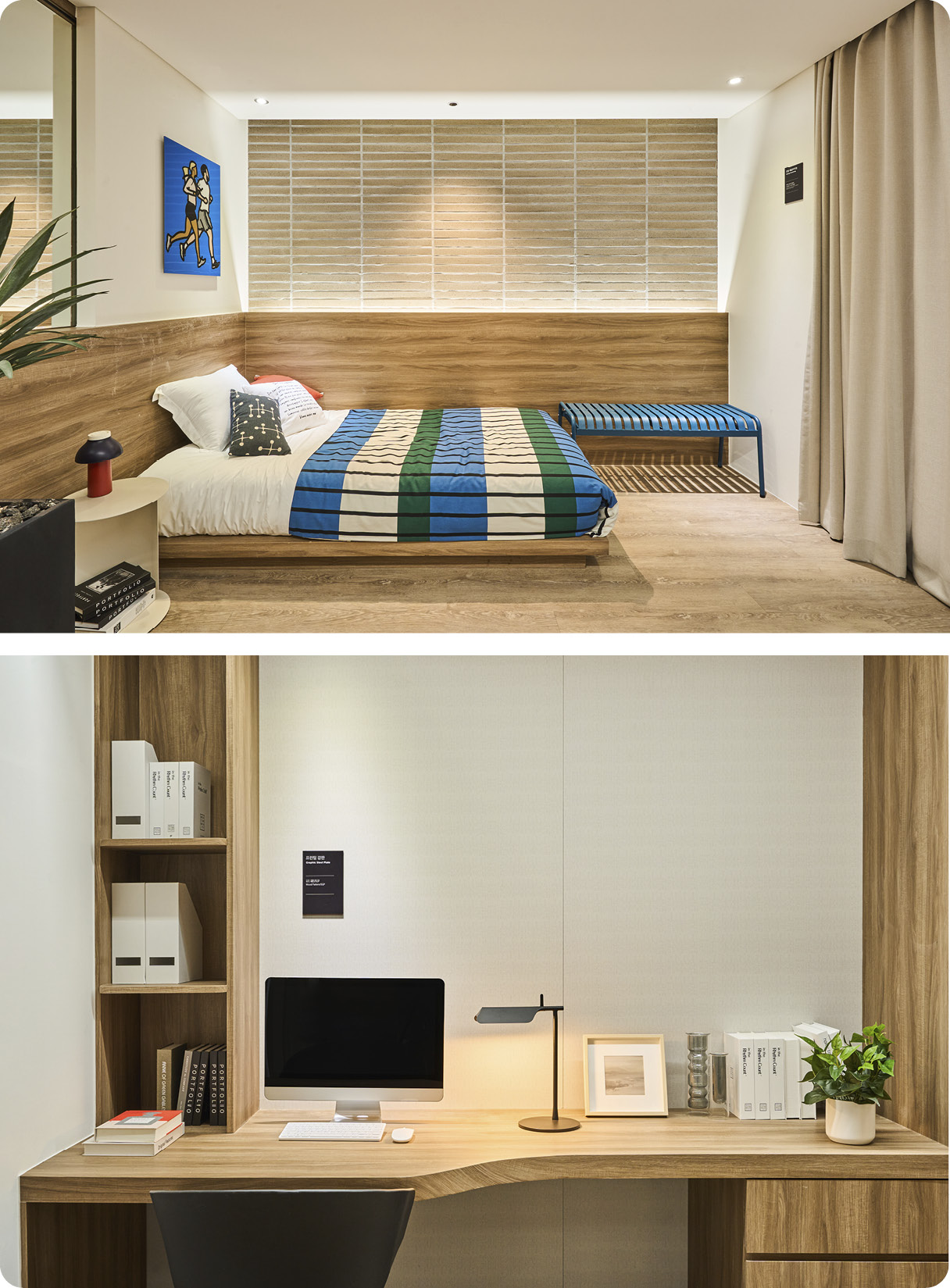 현대엔지니어링과 현대제철이 함께 세운 H-모듈러 랩 내부의 기숙사 모듈 모습