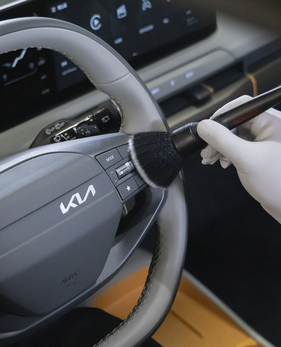 cleaning the interior of a car
