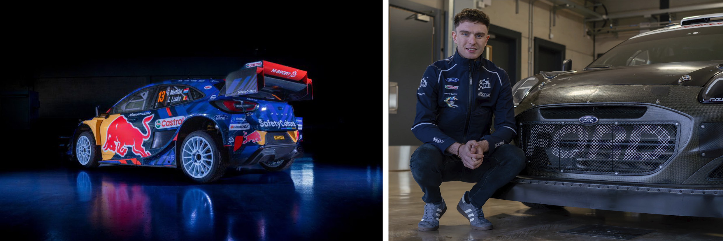 포드 퓨마 랠리 1 경주차와 랠리 드라이버의 모습