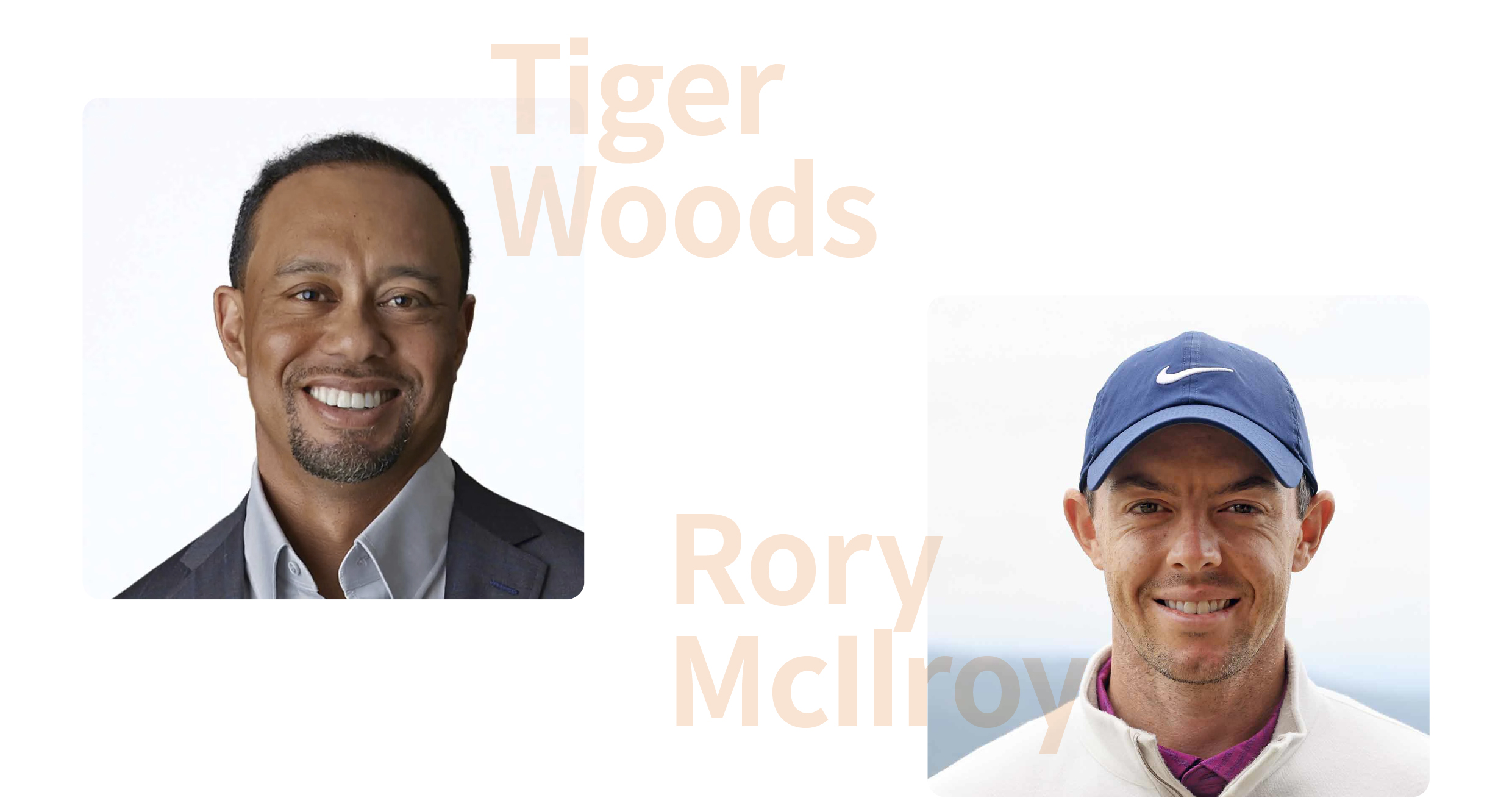 골프선수 타이거 우즈와 로리 맥길로이의 사진