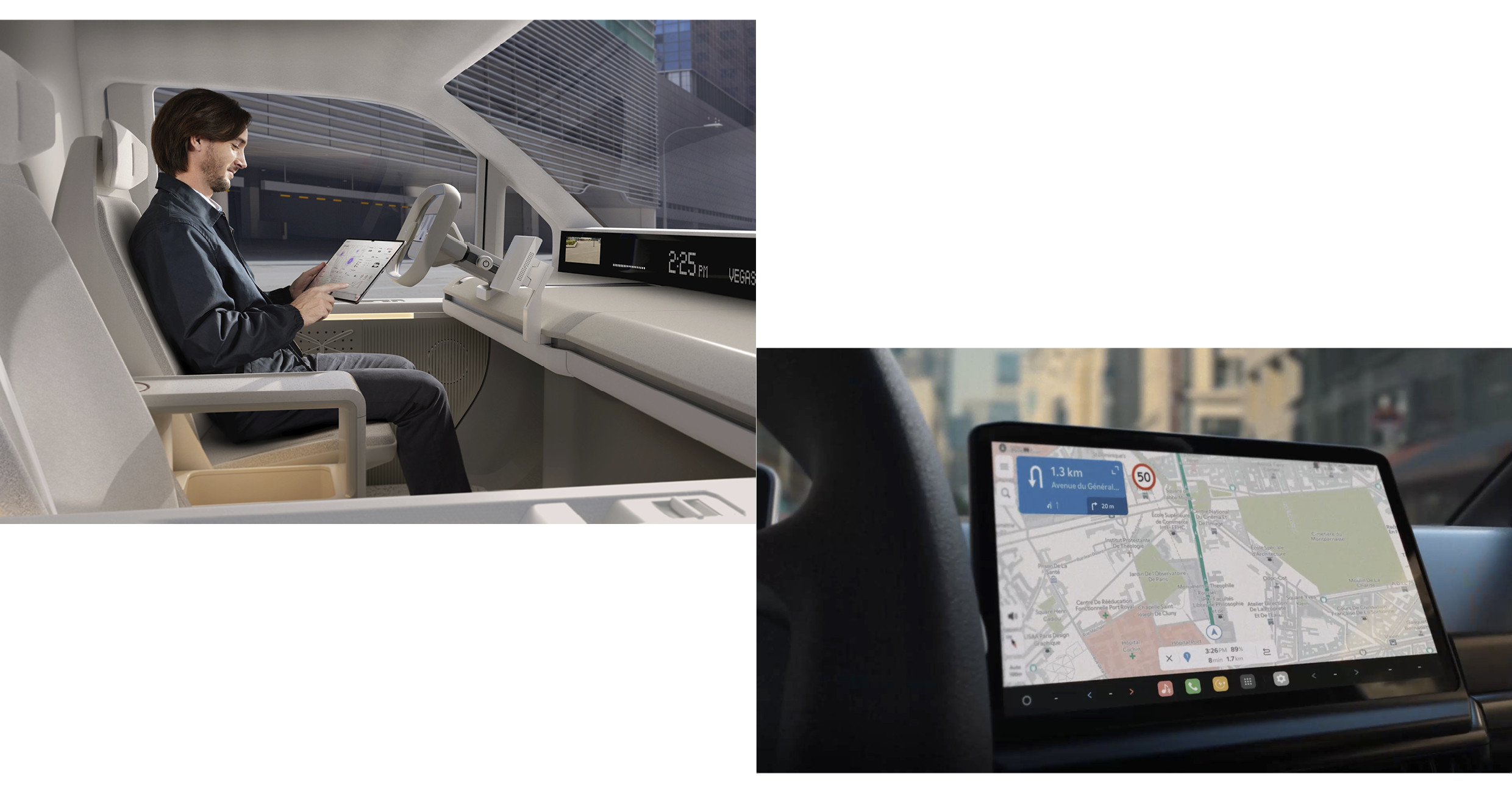 Examples of PBV usage and infotainment system monitors mounted on the EGMPS