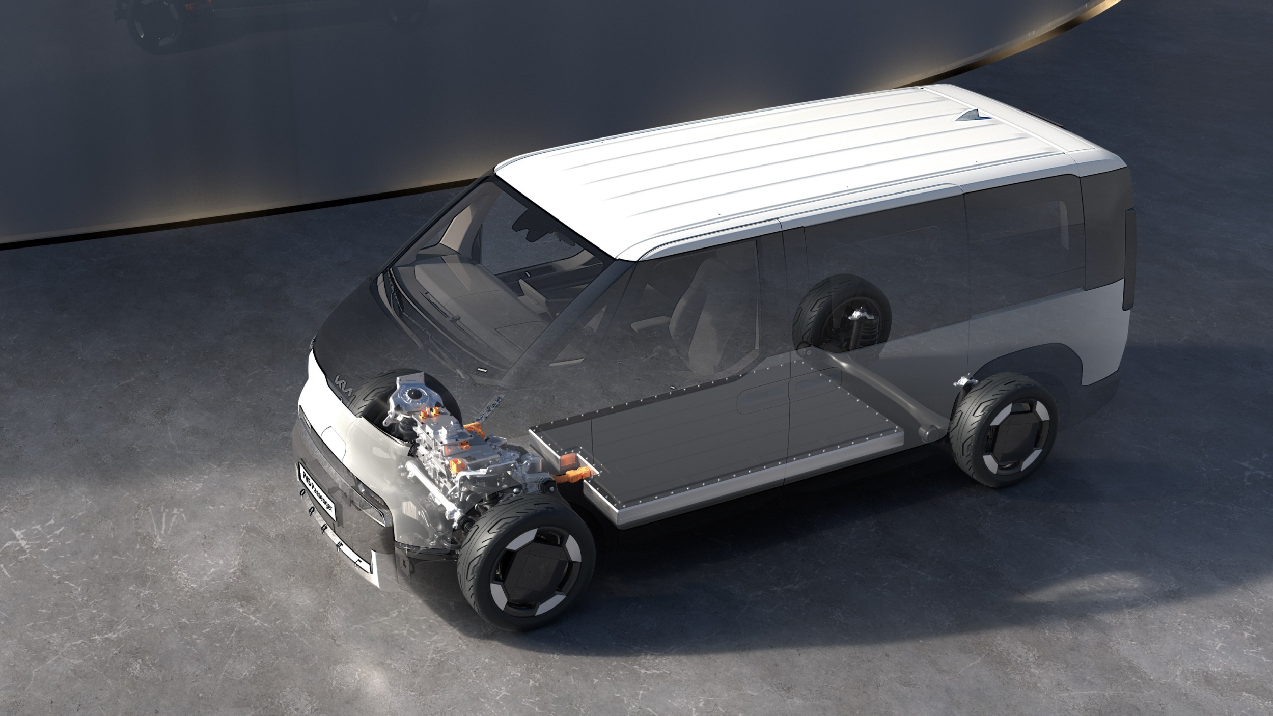 E GMP S를 기반으로 한 PV5의 모습을 재현한 그래픽