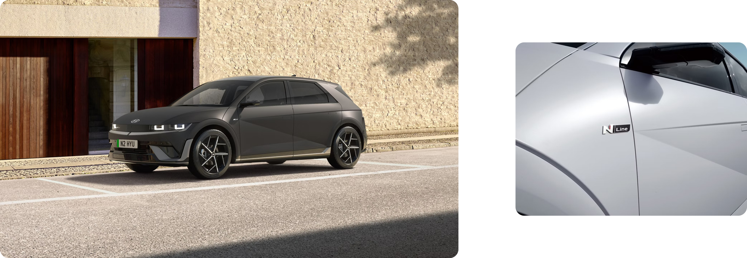 아이오닉 5 N 라인의 쿼터뷰와 전용 엠블럼