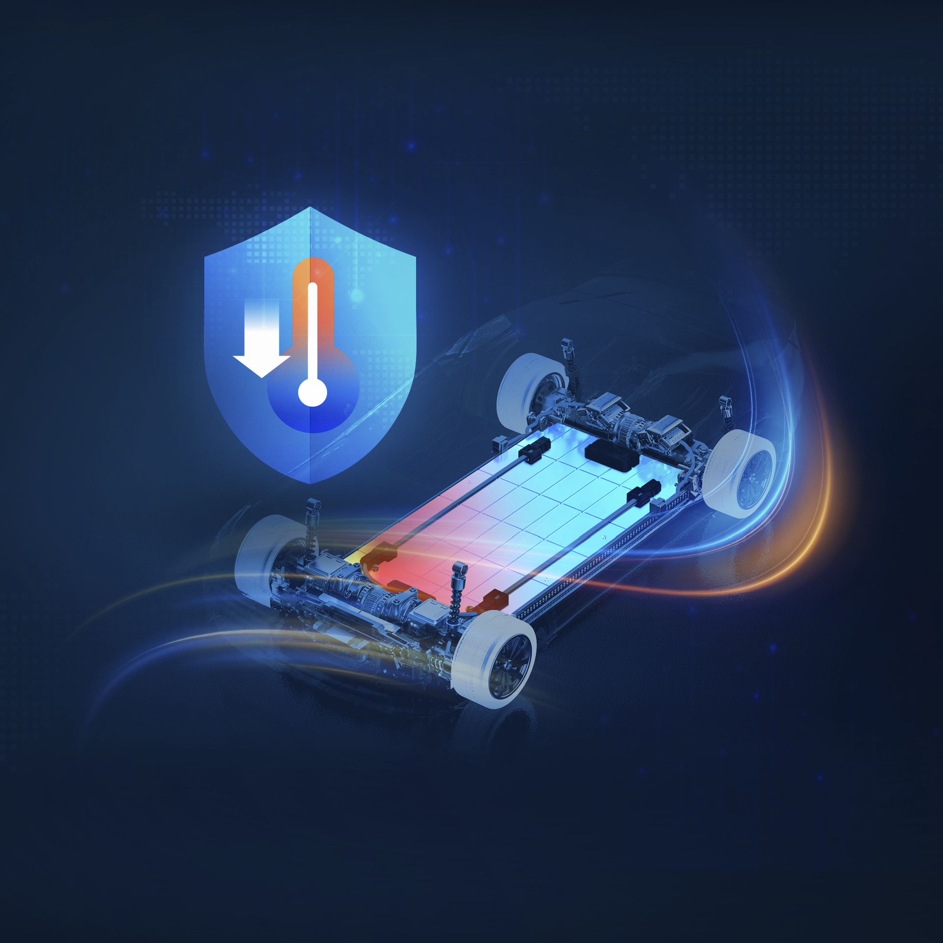 Graphic describing electric vehicle battery temperature management