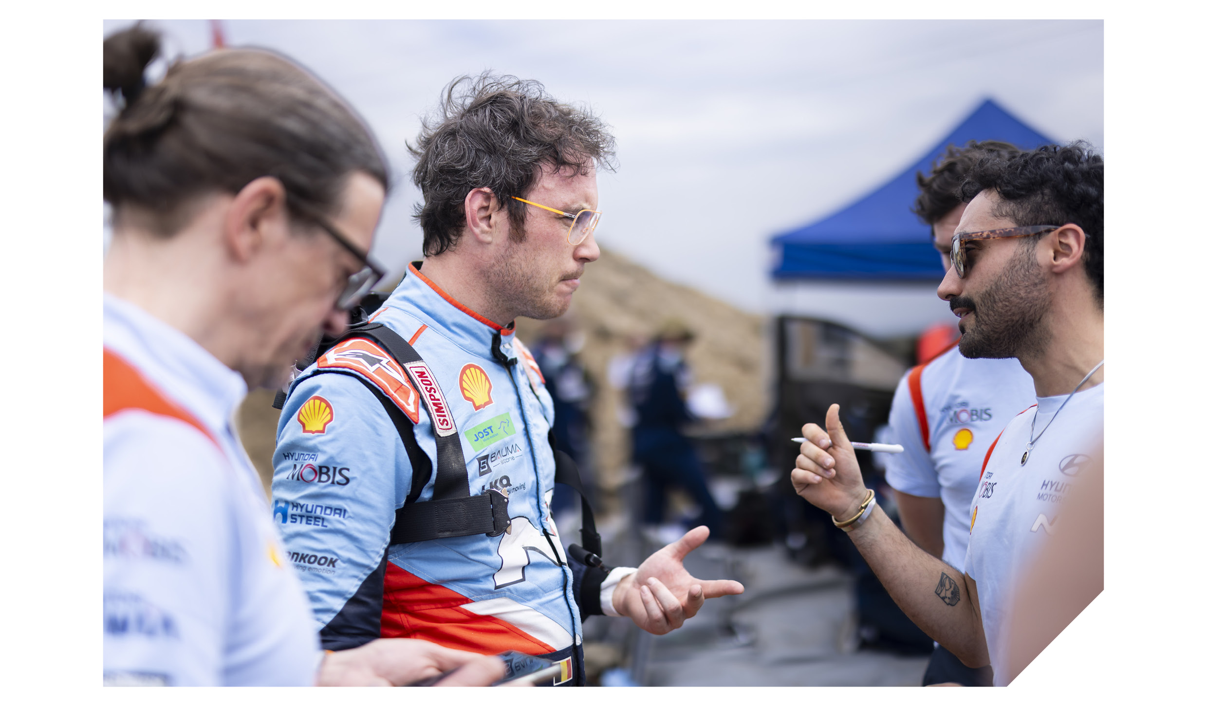 Rally driver being interviewed