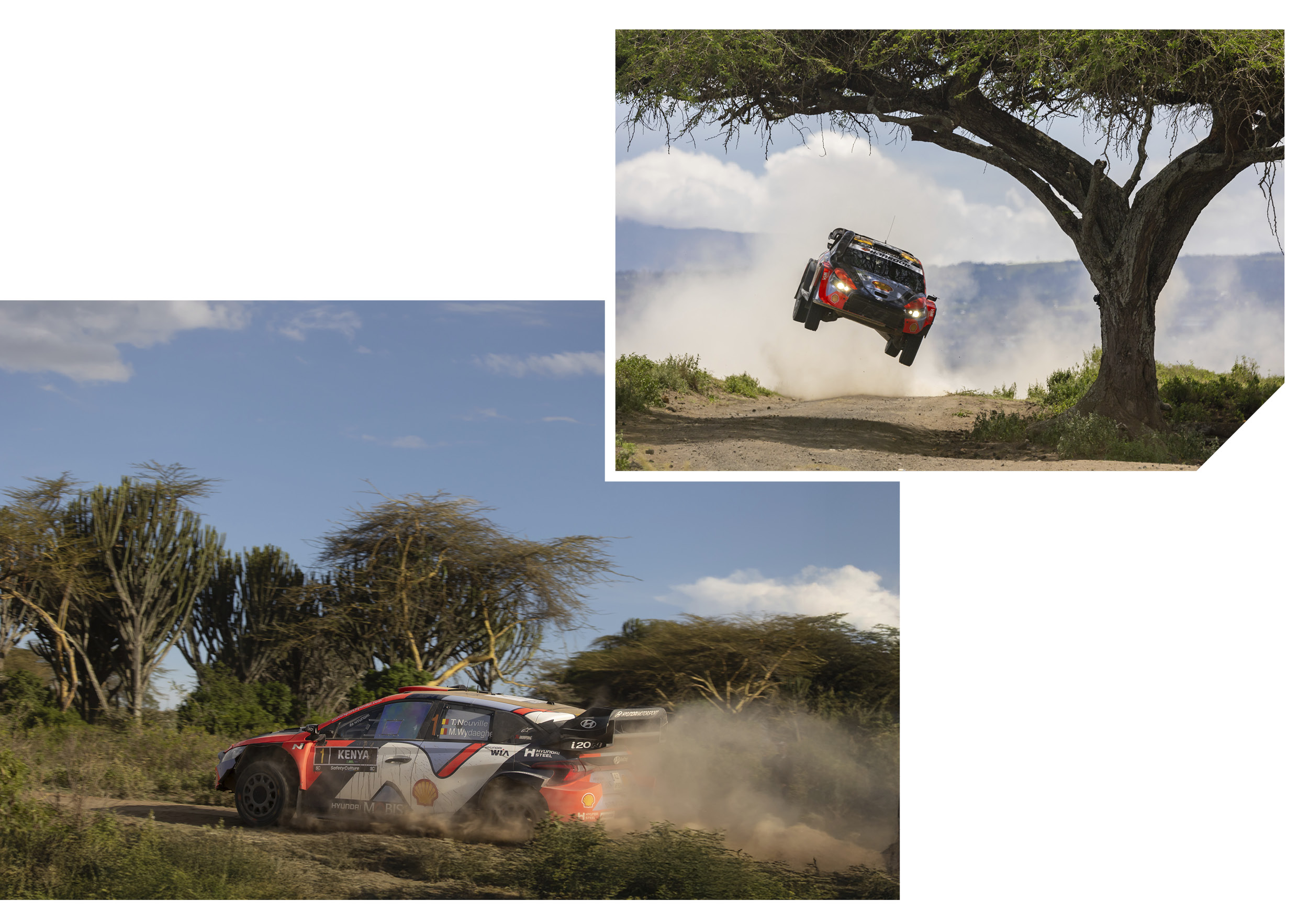 랠리카가 흙먼지를 뚫고 질주하는 모습