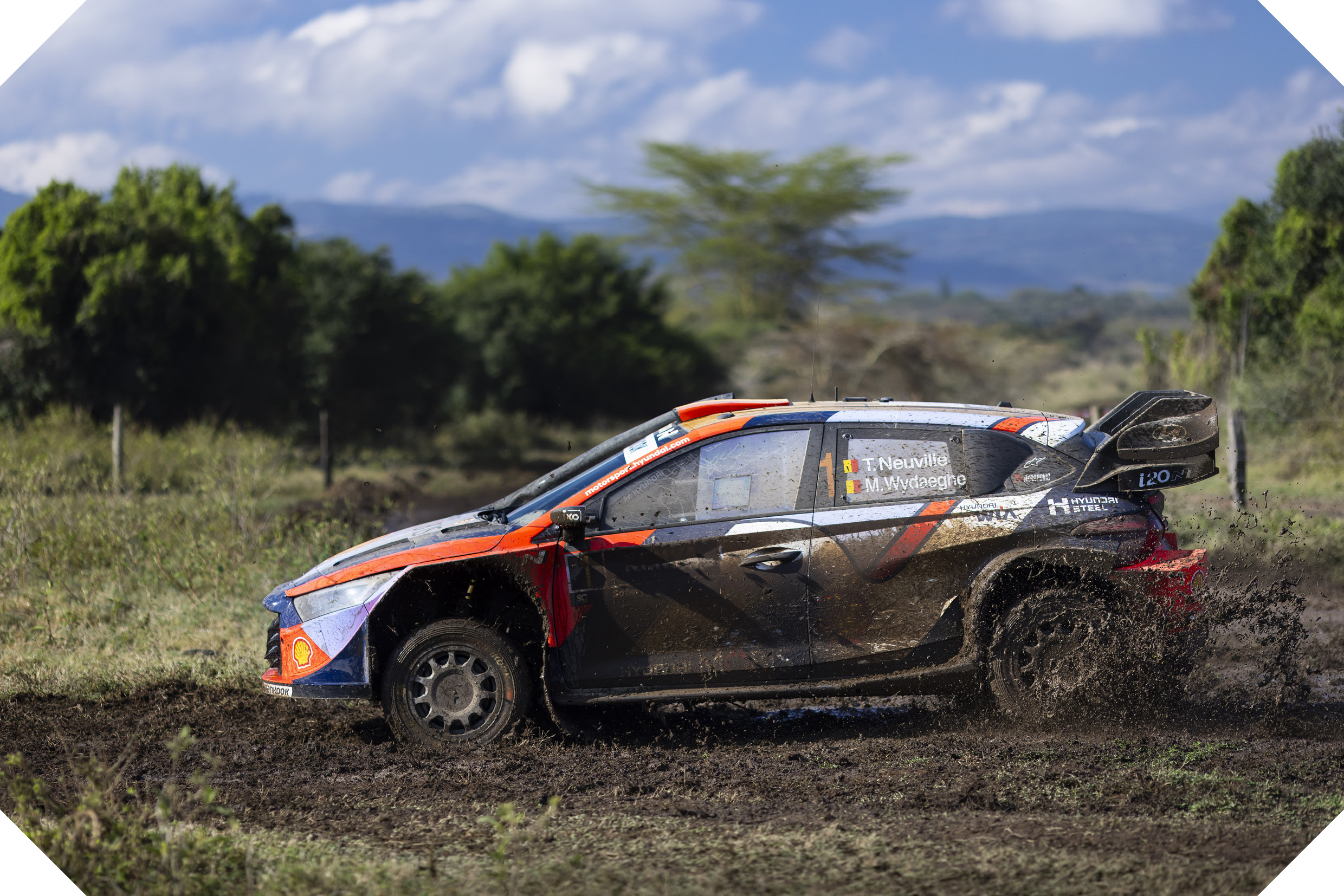 the rally car is running