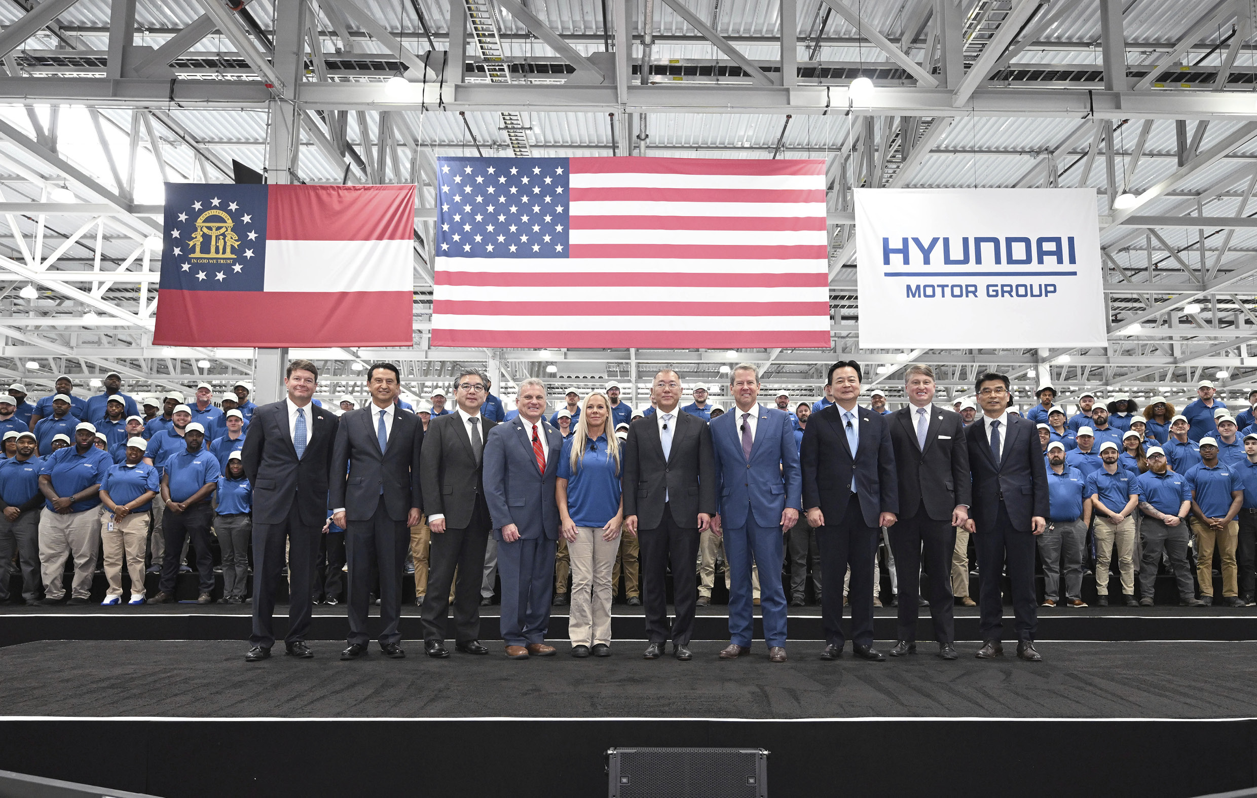 Hyundai Motor Group's key executives and government officials attending the HMGMA completion ceremony