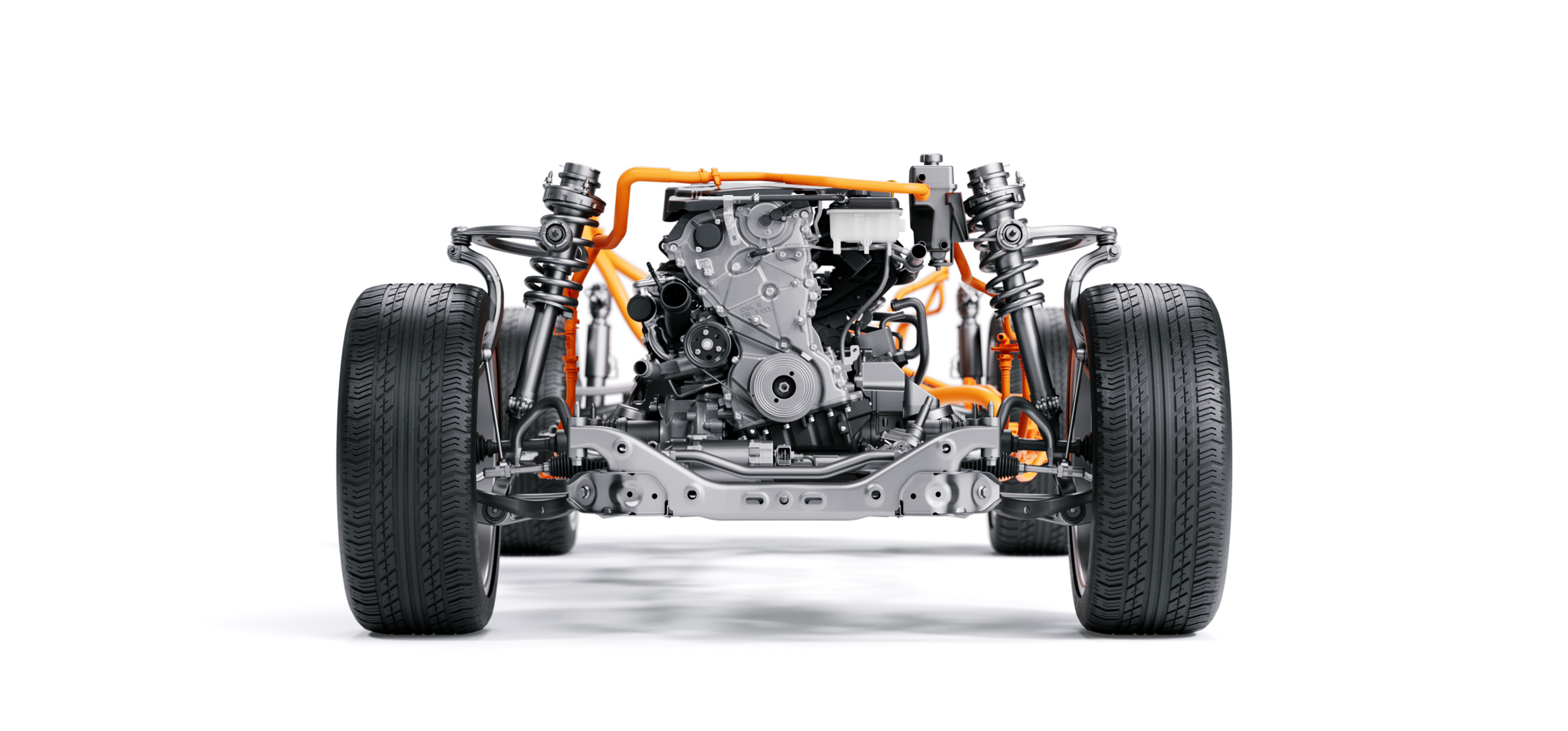 차세대 하이브리드 시스템을 장착한 차량의 섀시 전면