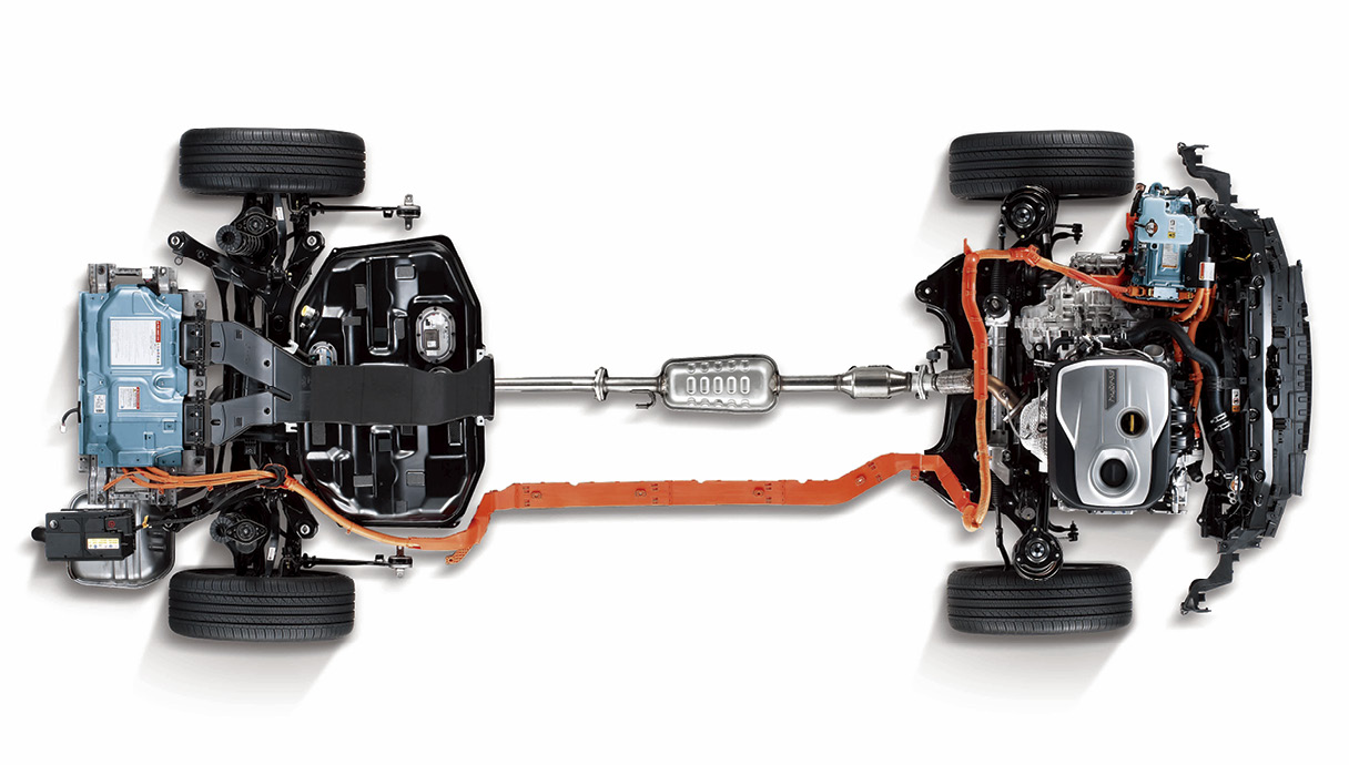 현대차 병렬형 하이브리드 시스템을 위에서 바라본 모습