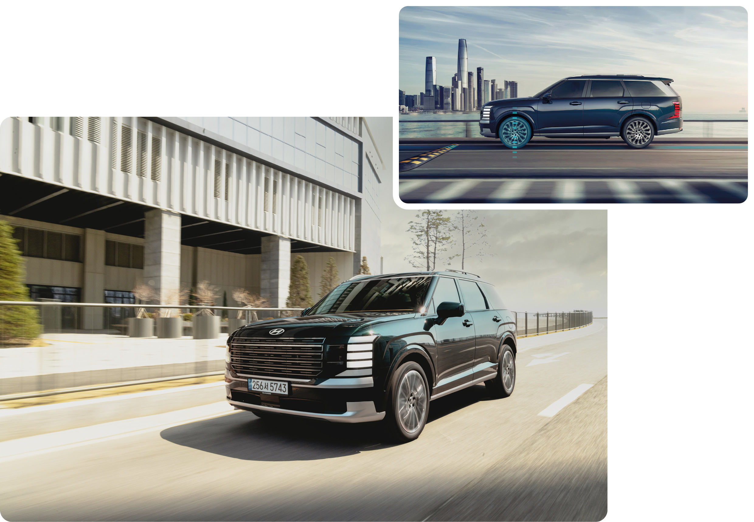 팰리세이드 하이브리드 주행 모습