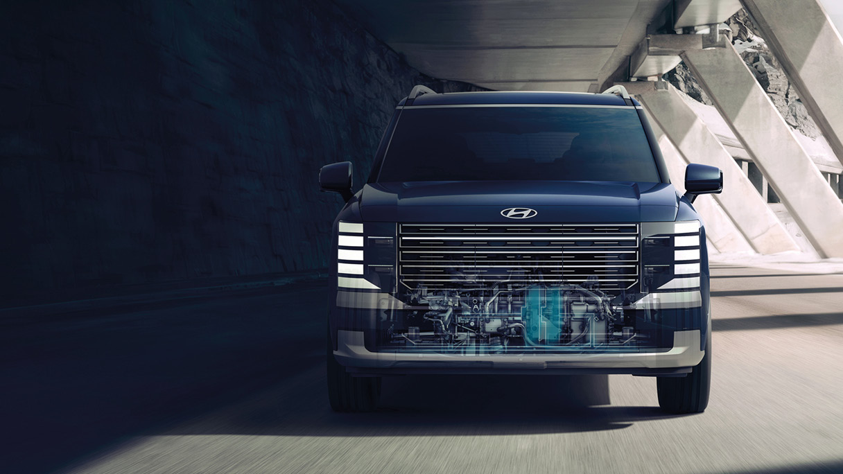 차세대 하이브리드 시스템이 최초로 탑재된 현대자동차 팰리세이드 하이브리드의 모습