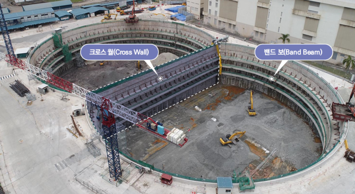 현대건설이 건설 중인 싱가포르의 지하 4층 규모의 라브라도 지하변전소