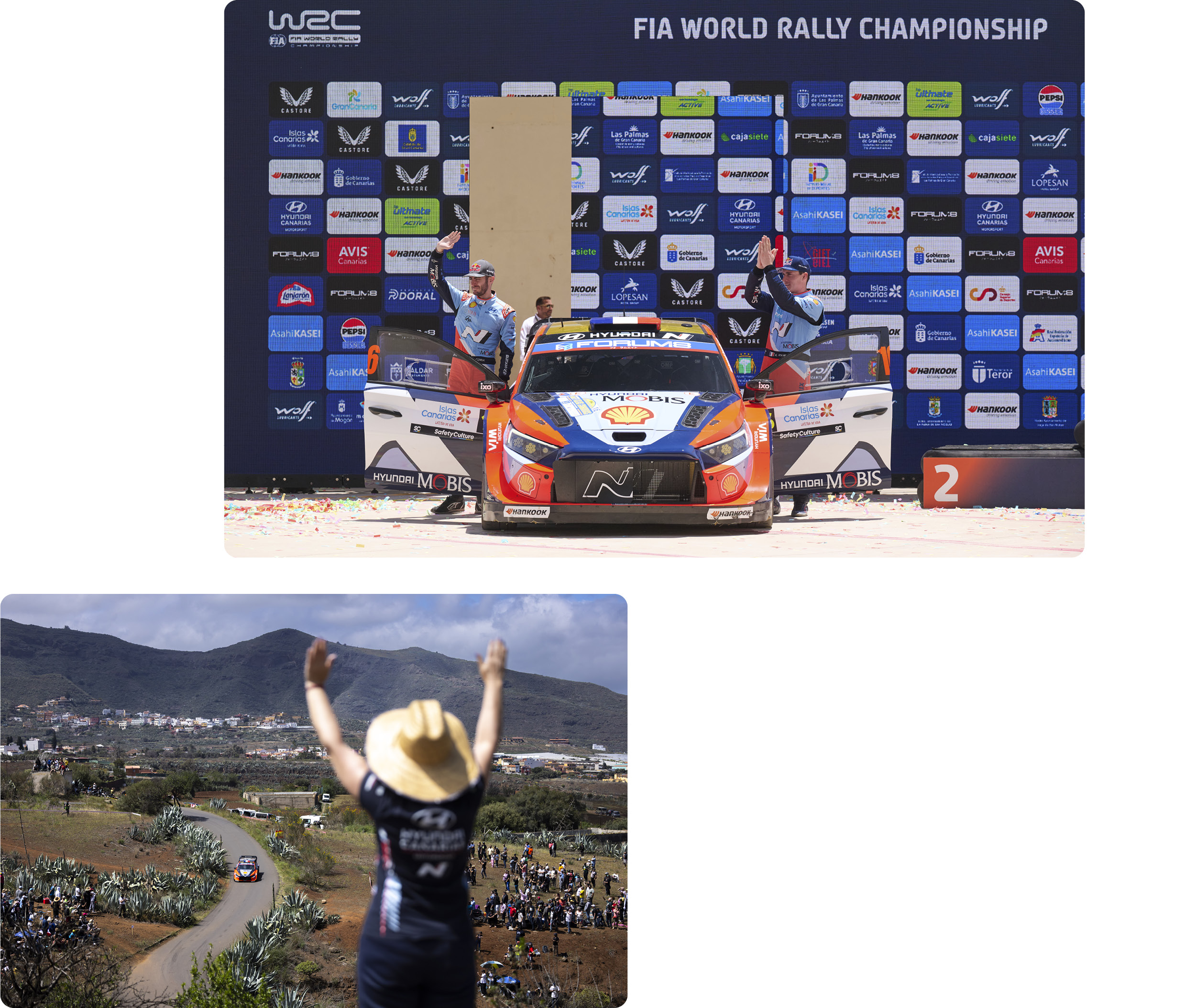 Hyundai i20N Rally Team with a fan