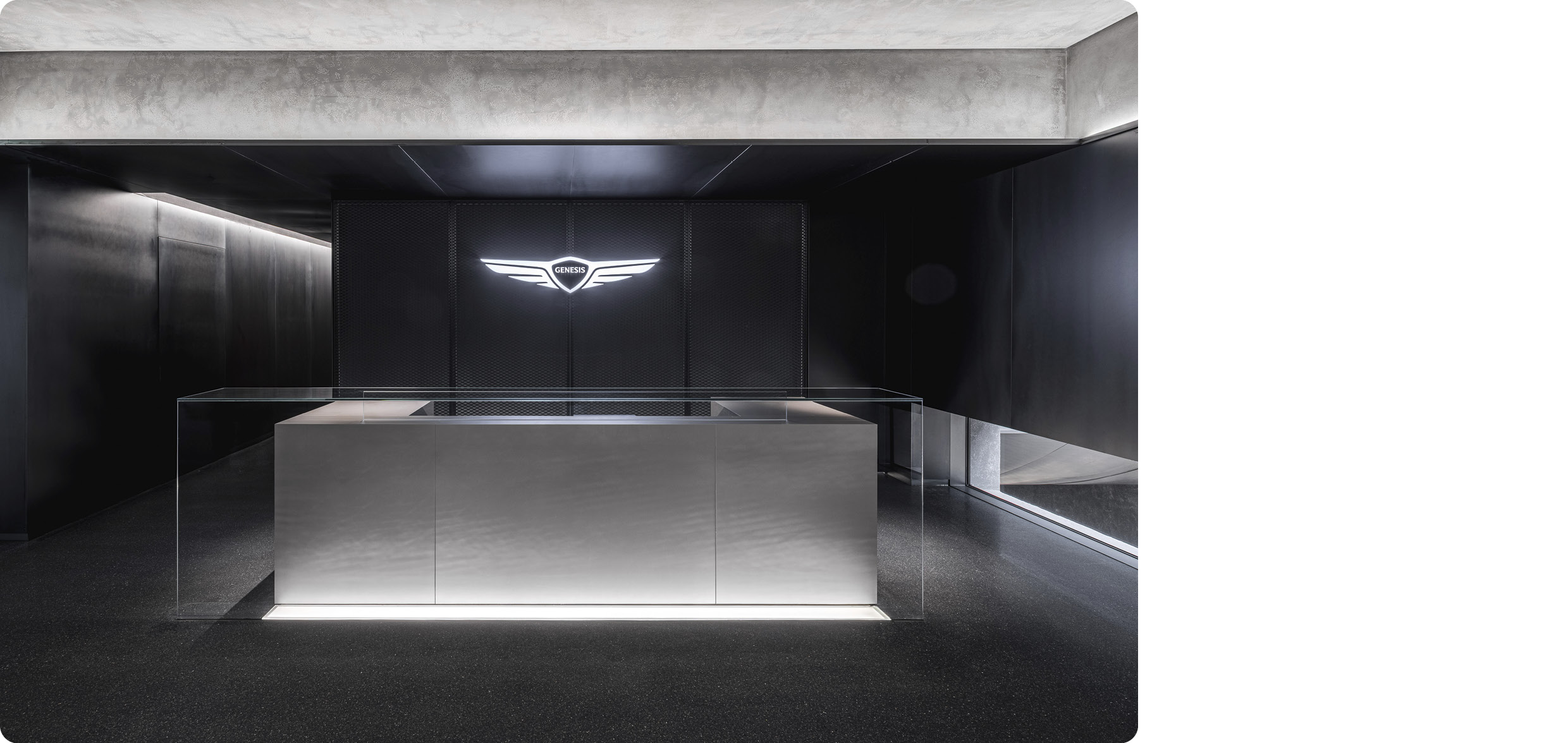 제네시스 청주 전시장의 실내 전경