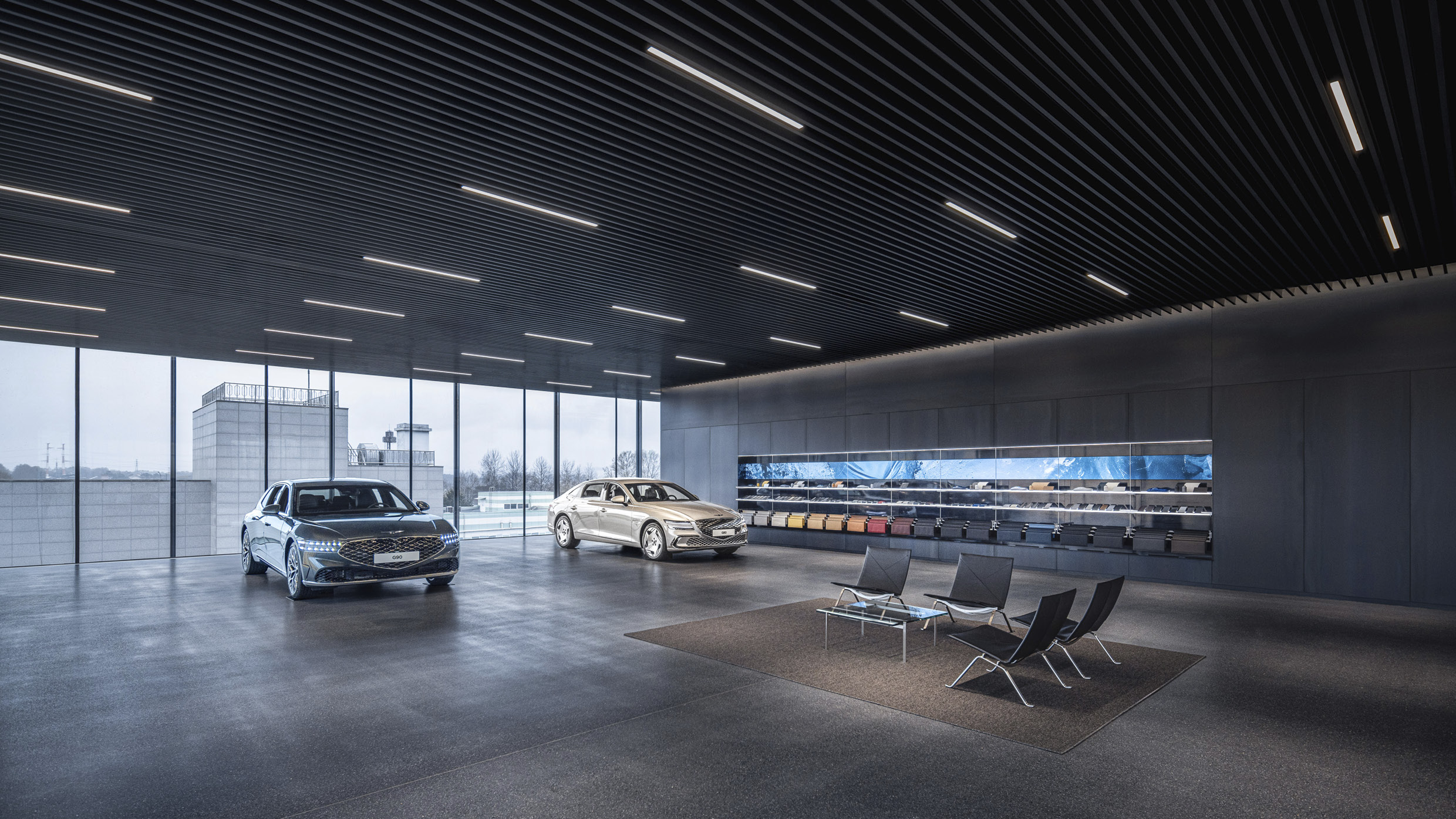 제네시스 청주 전시장의 실내 전경