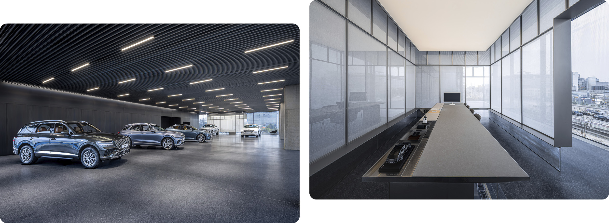 제네시스 청주 전시장의 실내 전경