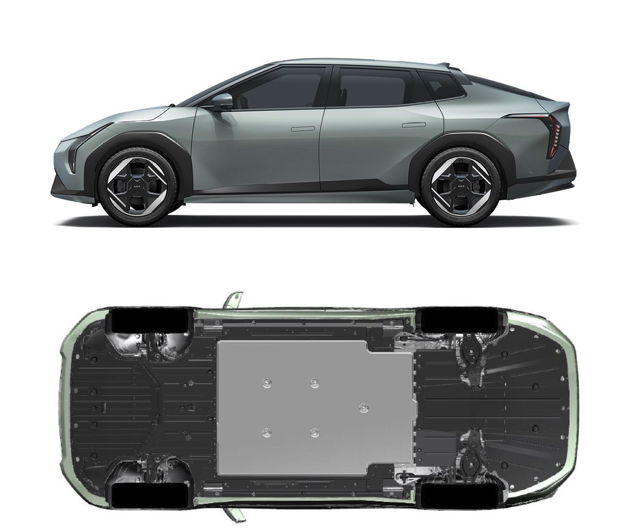 EV4의 측면부와 하부 모습