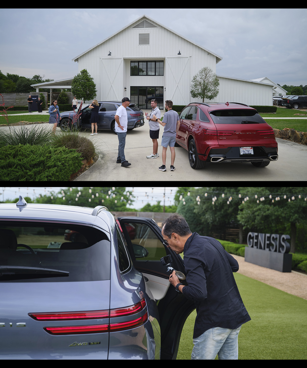 GV70을 살펴보는 외신 기자들의 모습