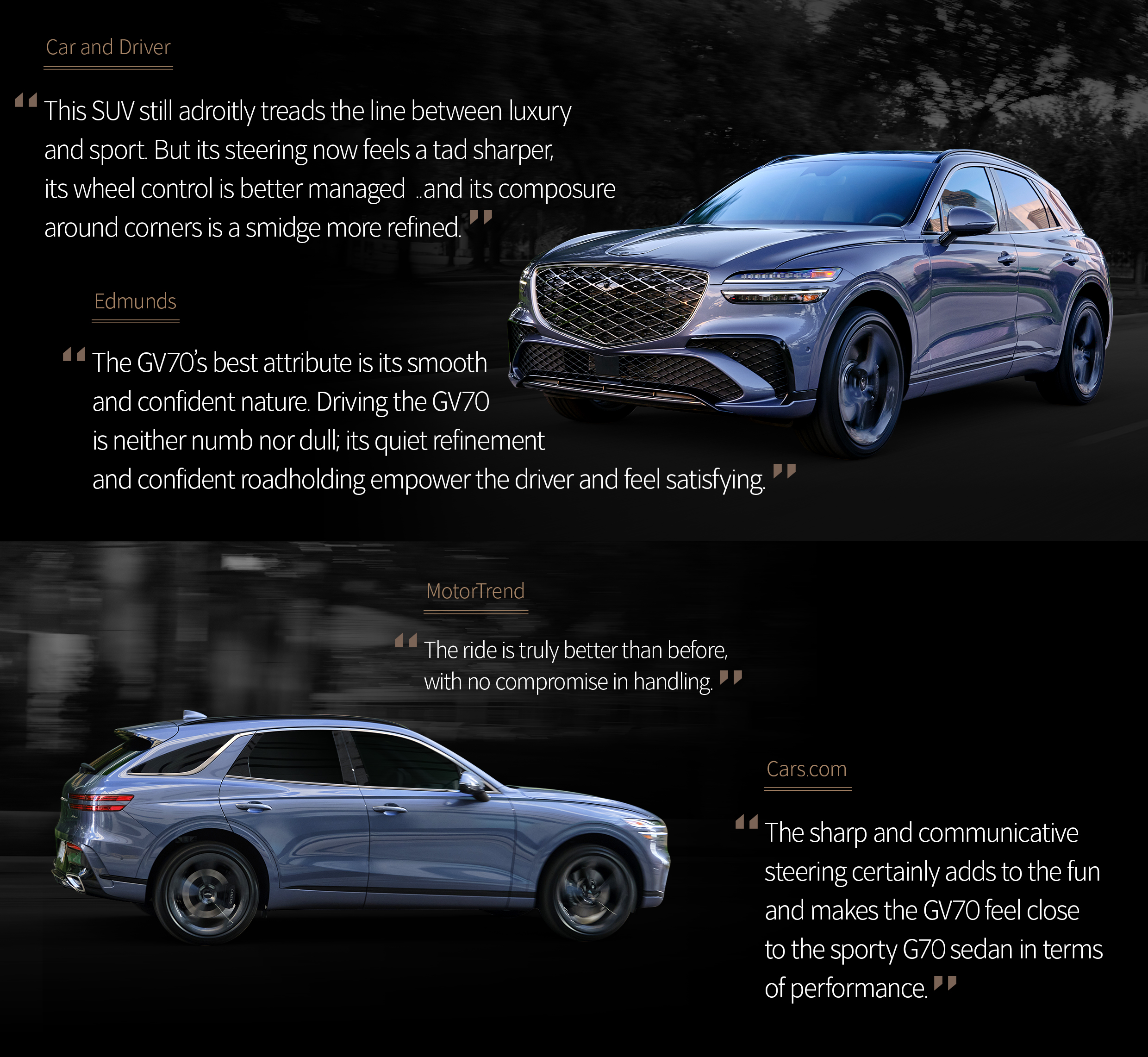 Highlights from journalists’ comments after driving the GV70