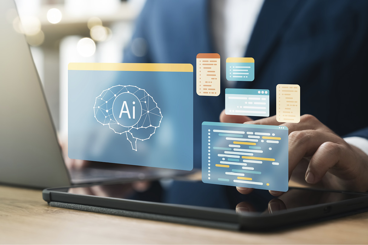 인공지능을 활용한 사무 업무를 나타낸 모습