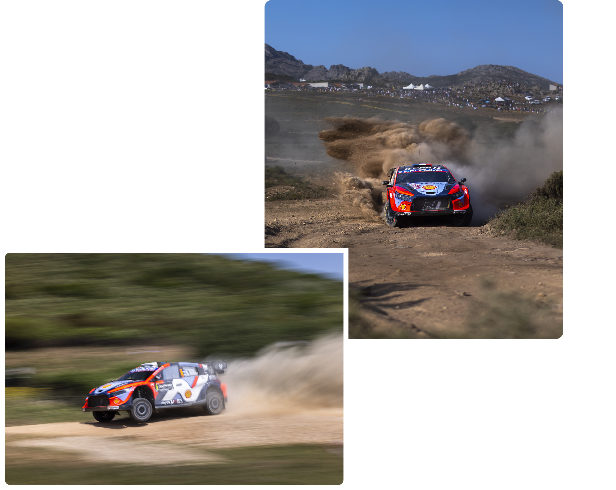 Hyundai team's rally car driving on unpaved roads