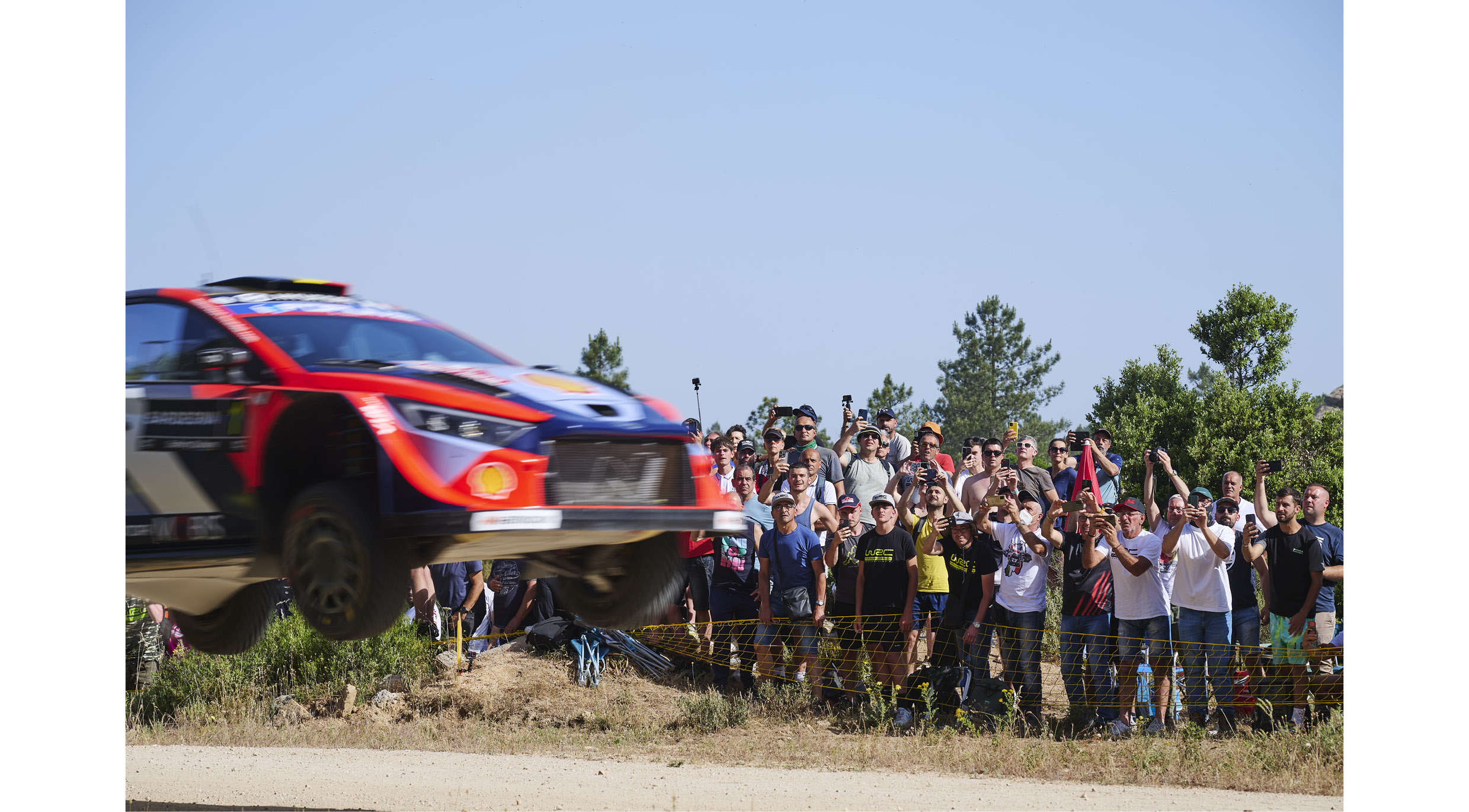 hyundai rally car is jumping