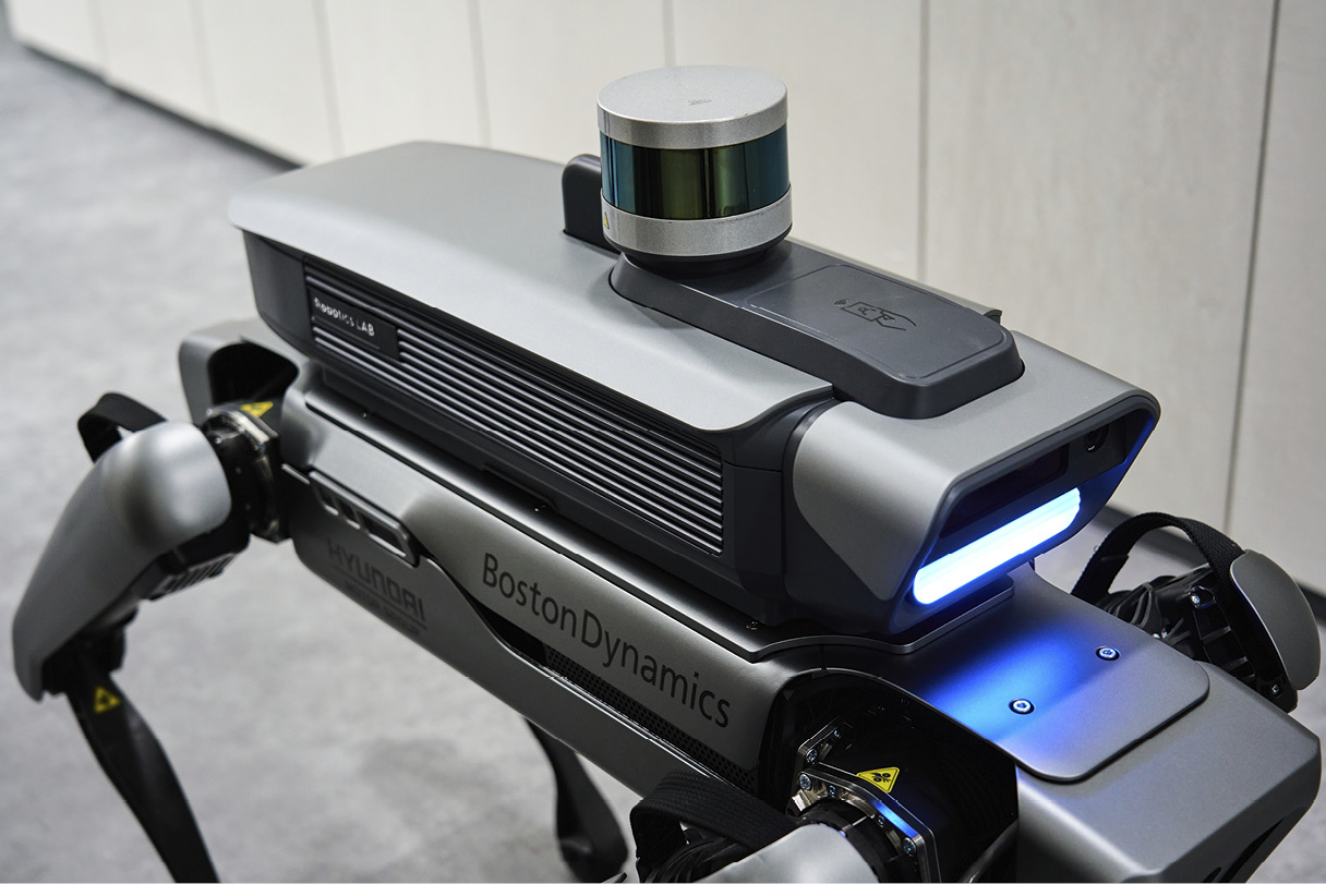 Modules mounted on top of the quadrupedal robot spot