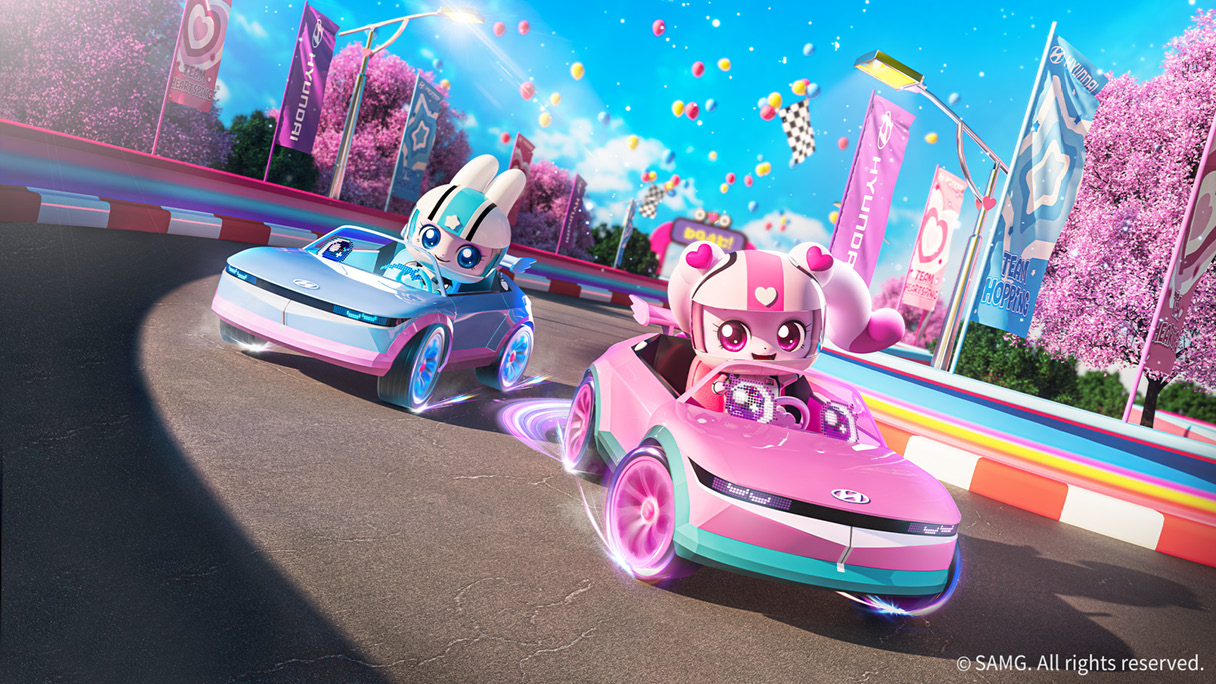 현대차와 티니핑의 콜라보레이션을 보여주는 모습