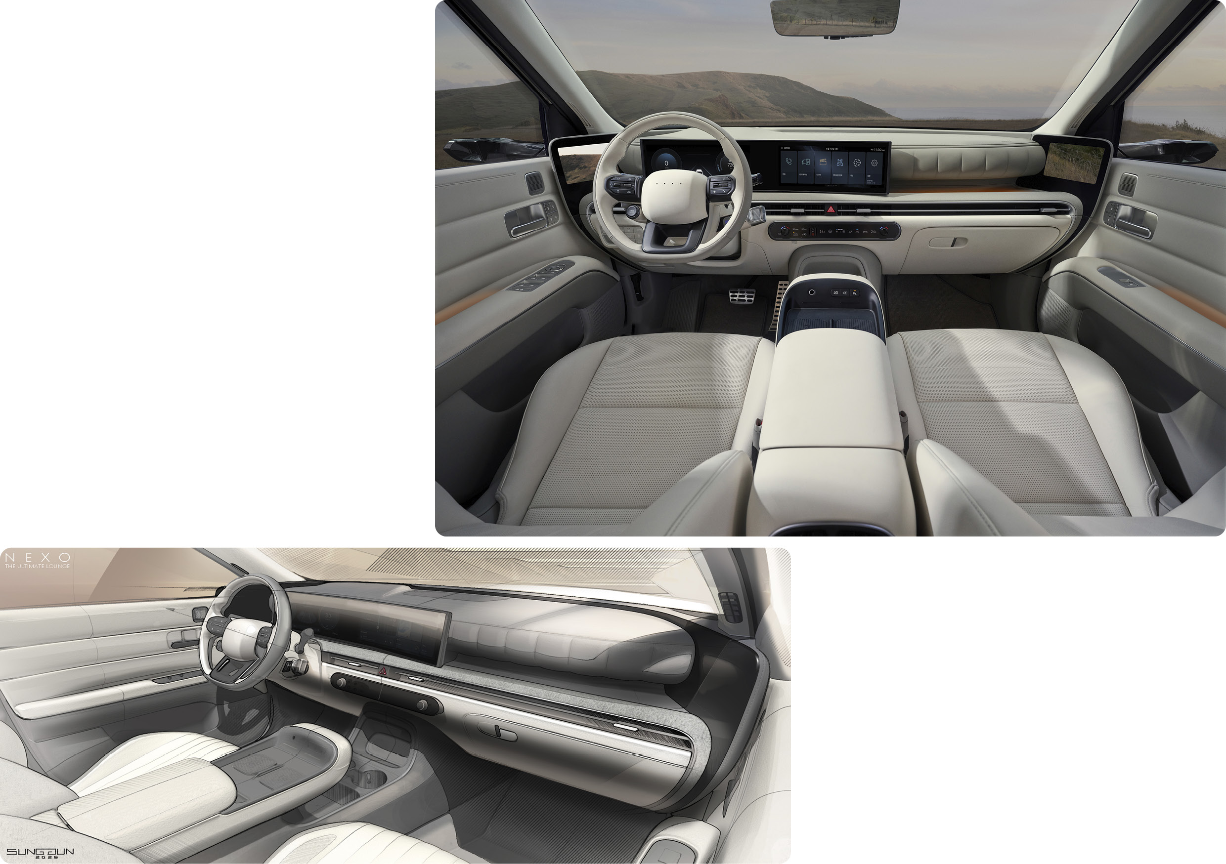 넥쏘 인테리어와 디자인 스케치