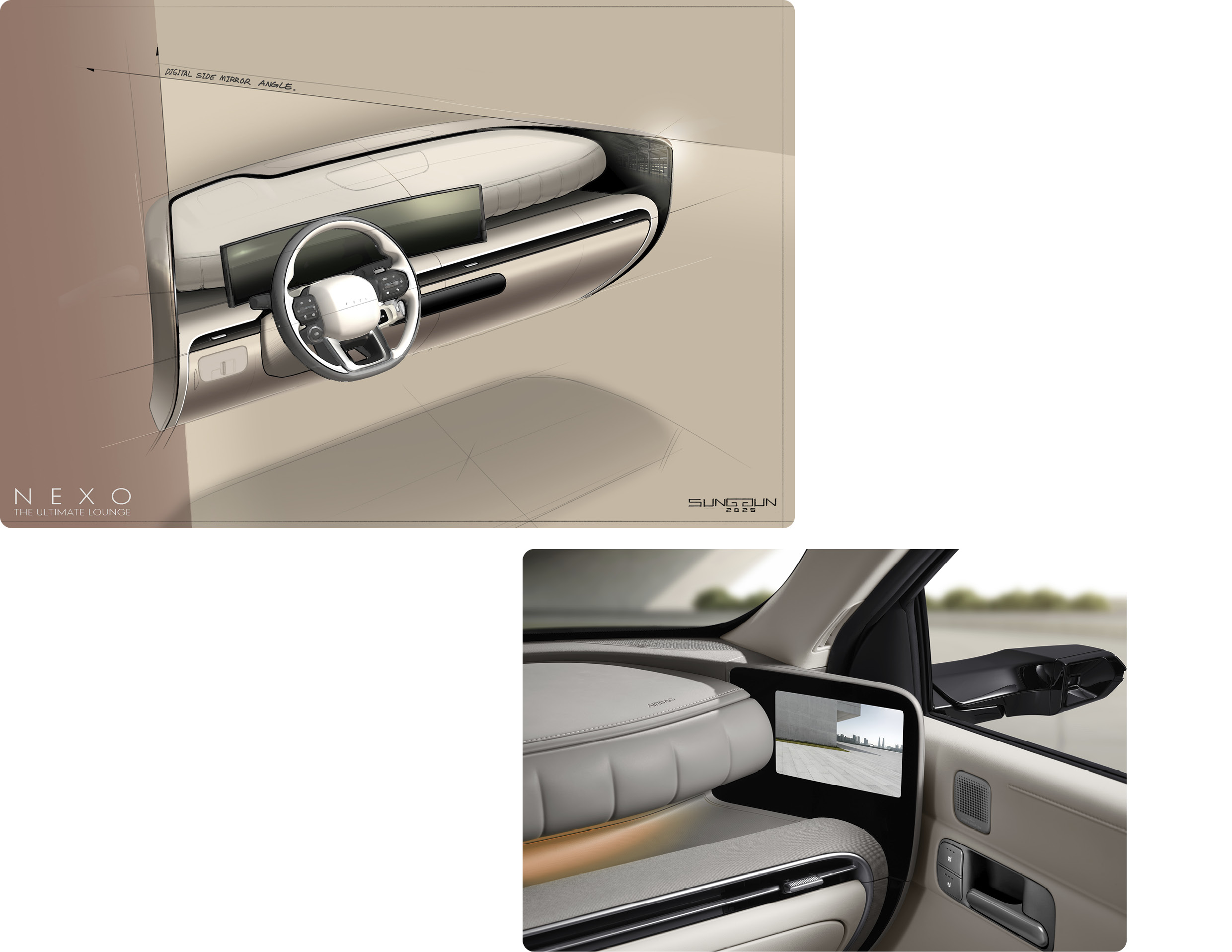 넥쏘 인테리어 디자인 스케치와 DSM