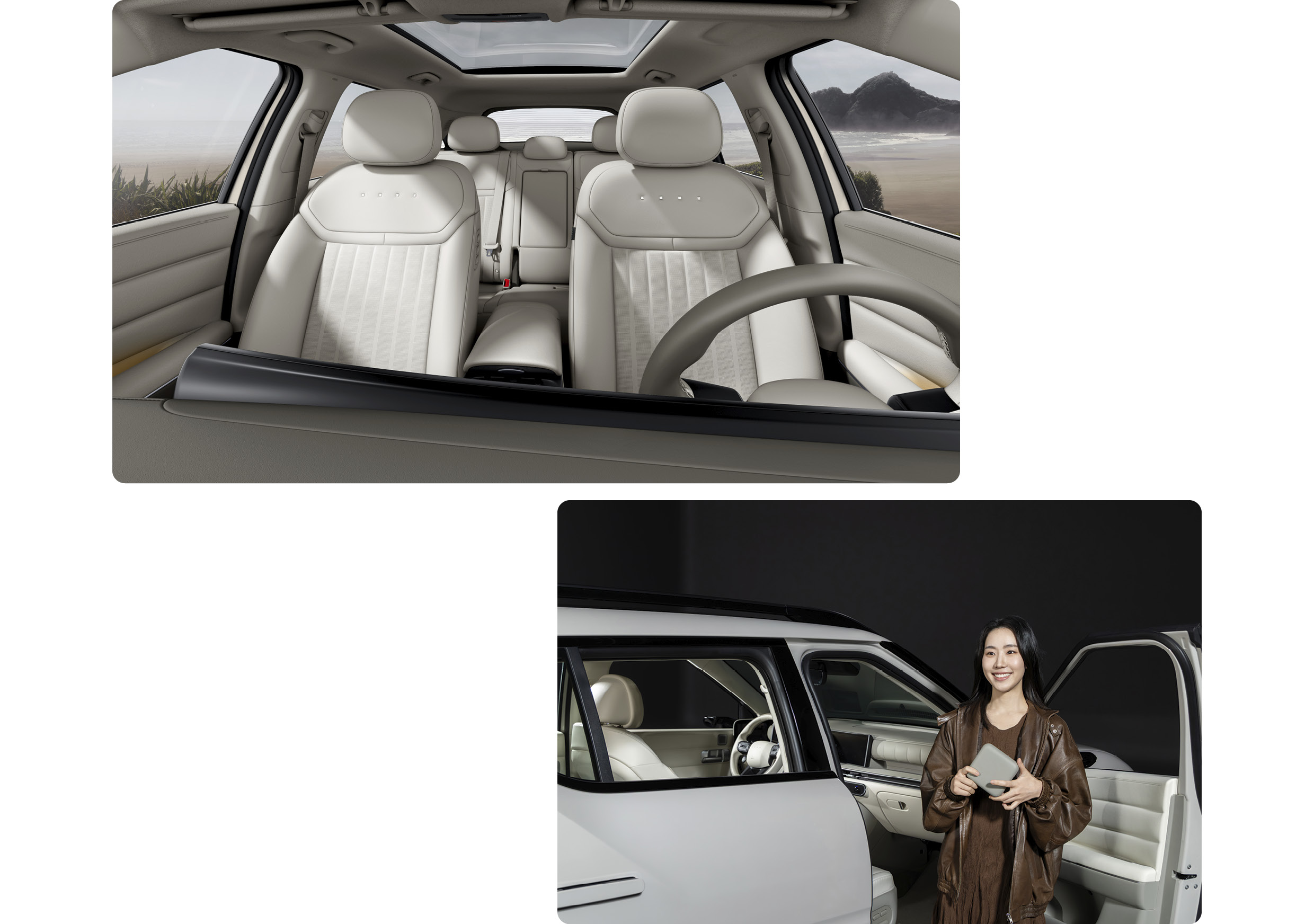 넥쏘 1열 공간과 디자이너