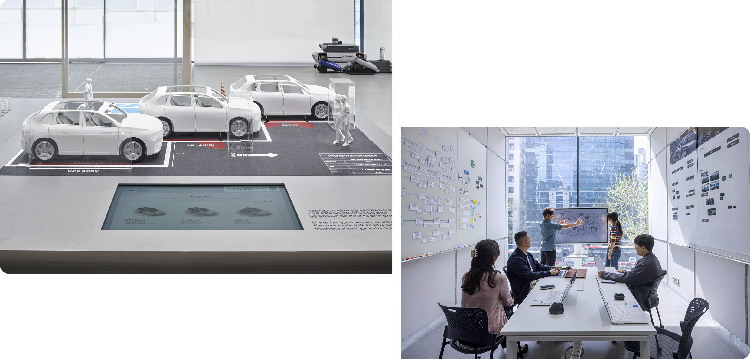 A view of the exhibits and research space in the UX studio
